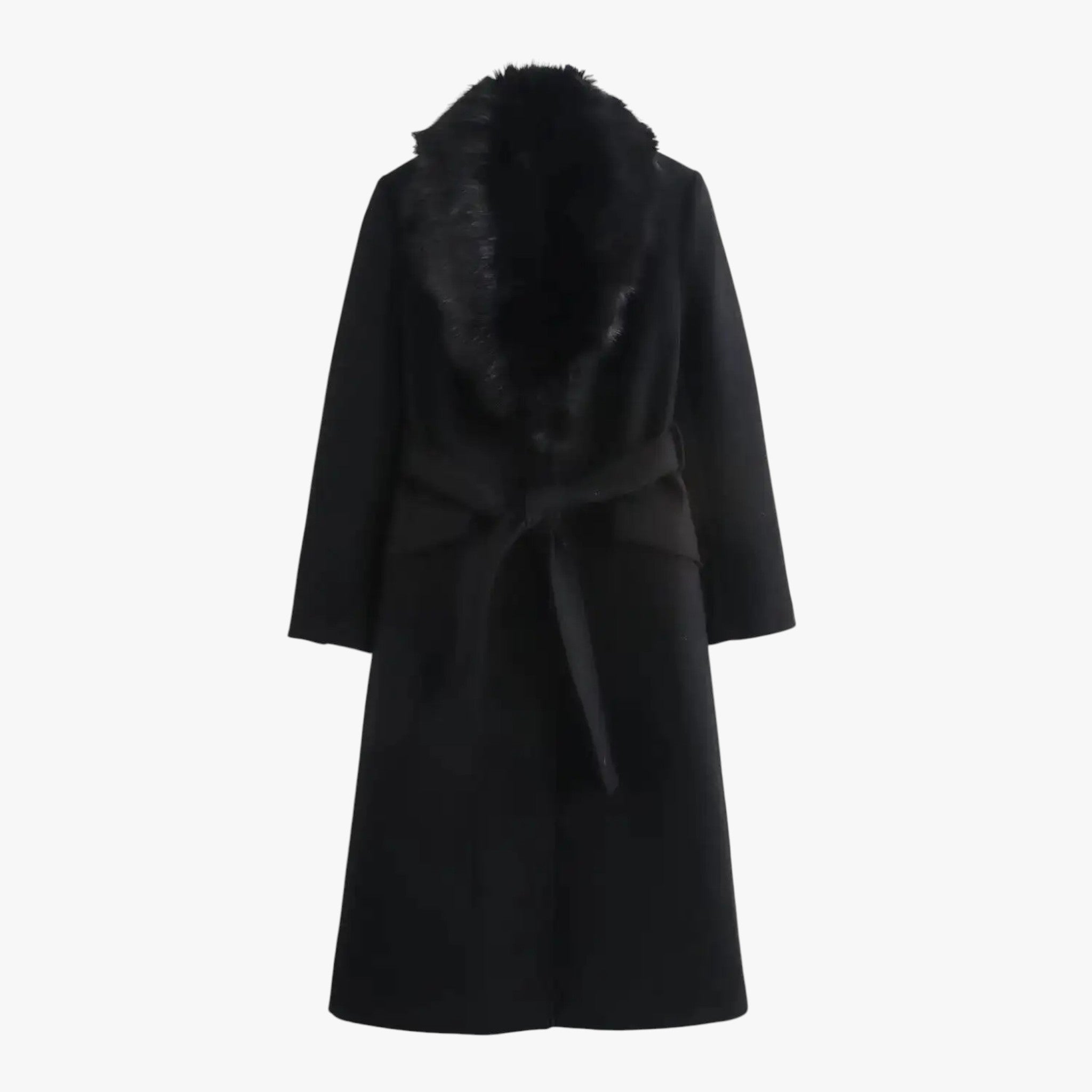 Mary | Dame Aftagelig Krave Uldfrakke - Sort - Kvinders overtøj - {{ product_tags }