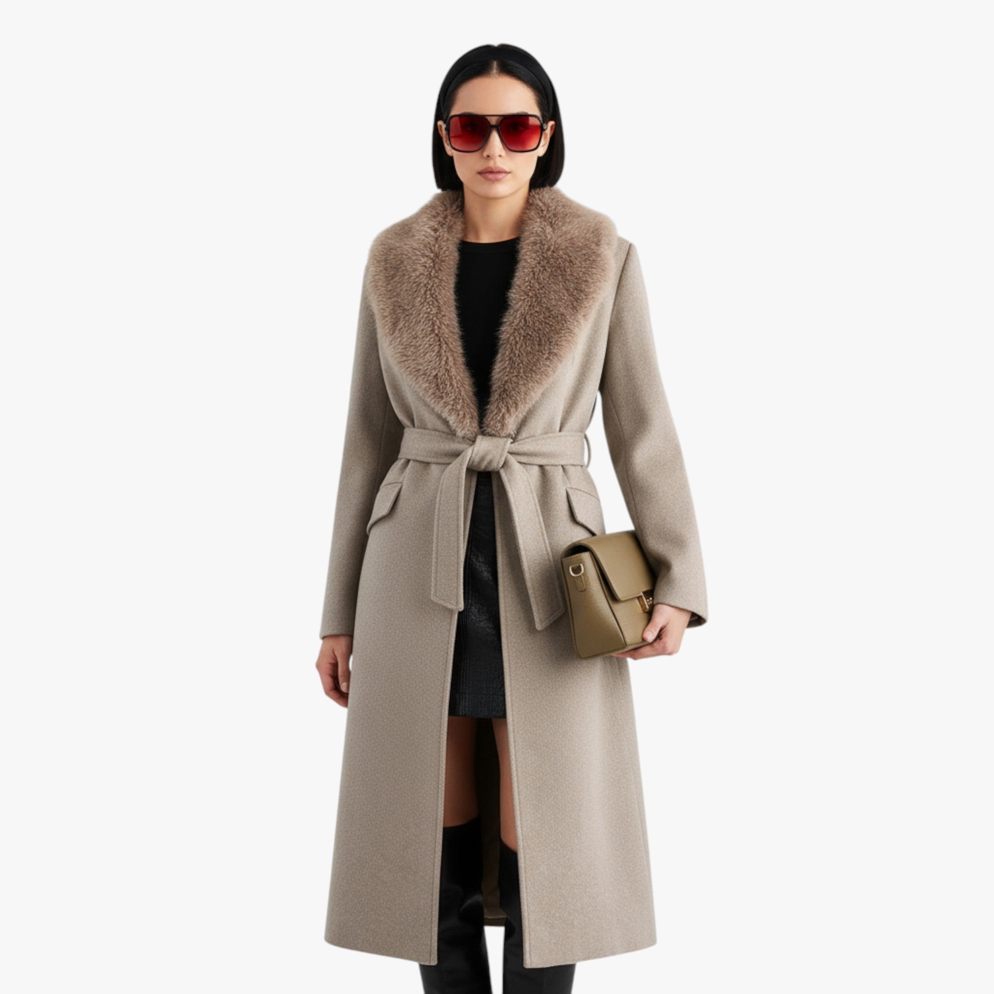 Luna | Dame Frakke med Pelskrave til Vinter - - Damefrakker og jakker - {{ product_tags }