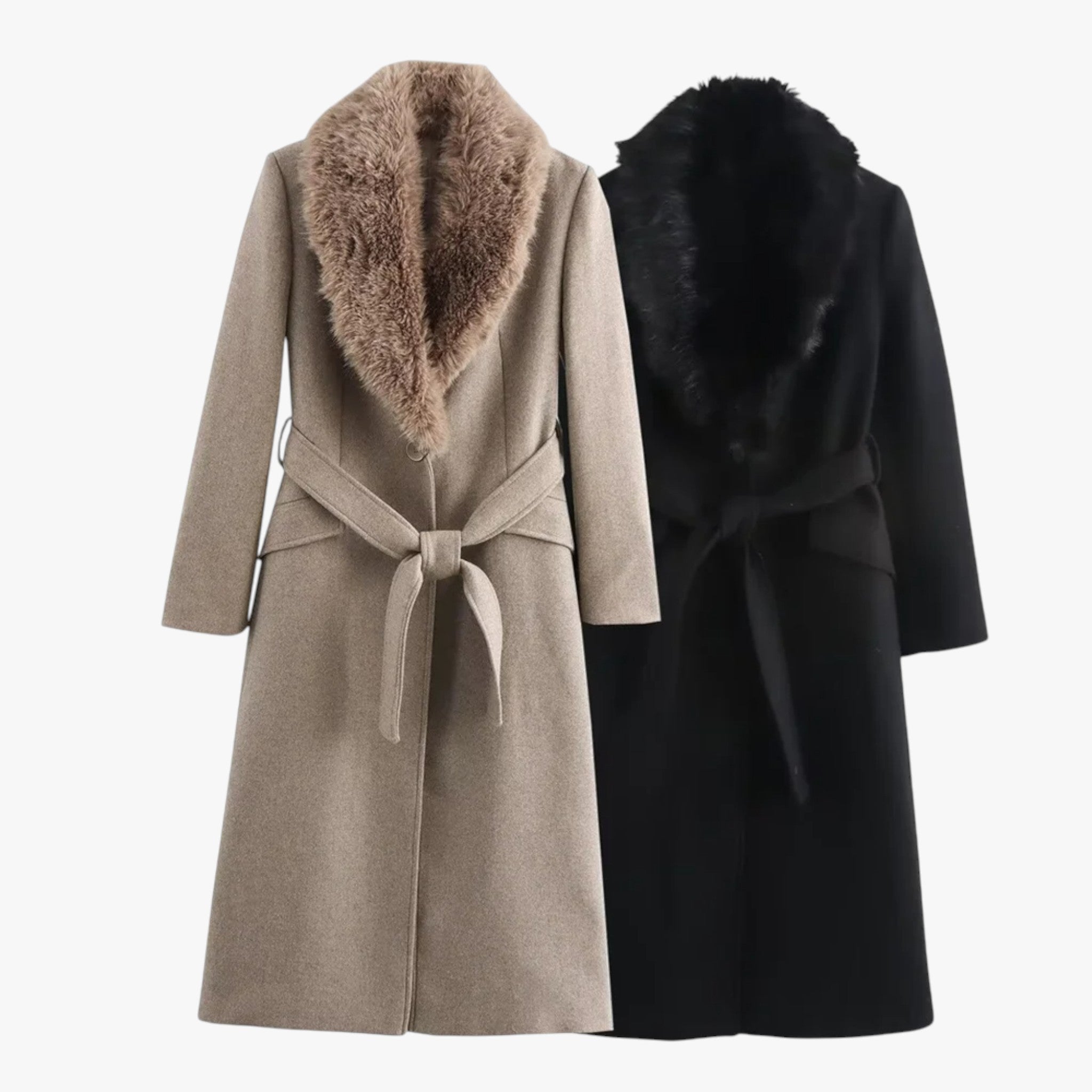 Luna | Dame Frakke med Pelskrave til Vinter - - Damefrakker og jakker - {{ product_tags }