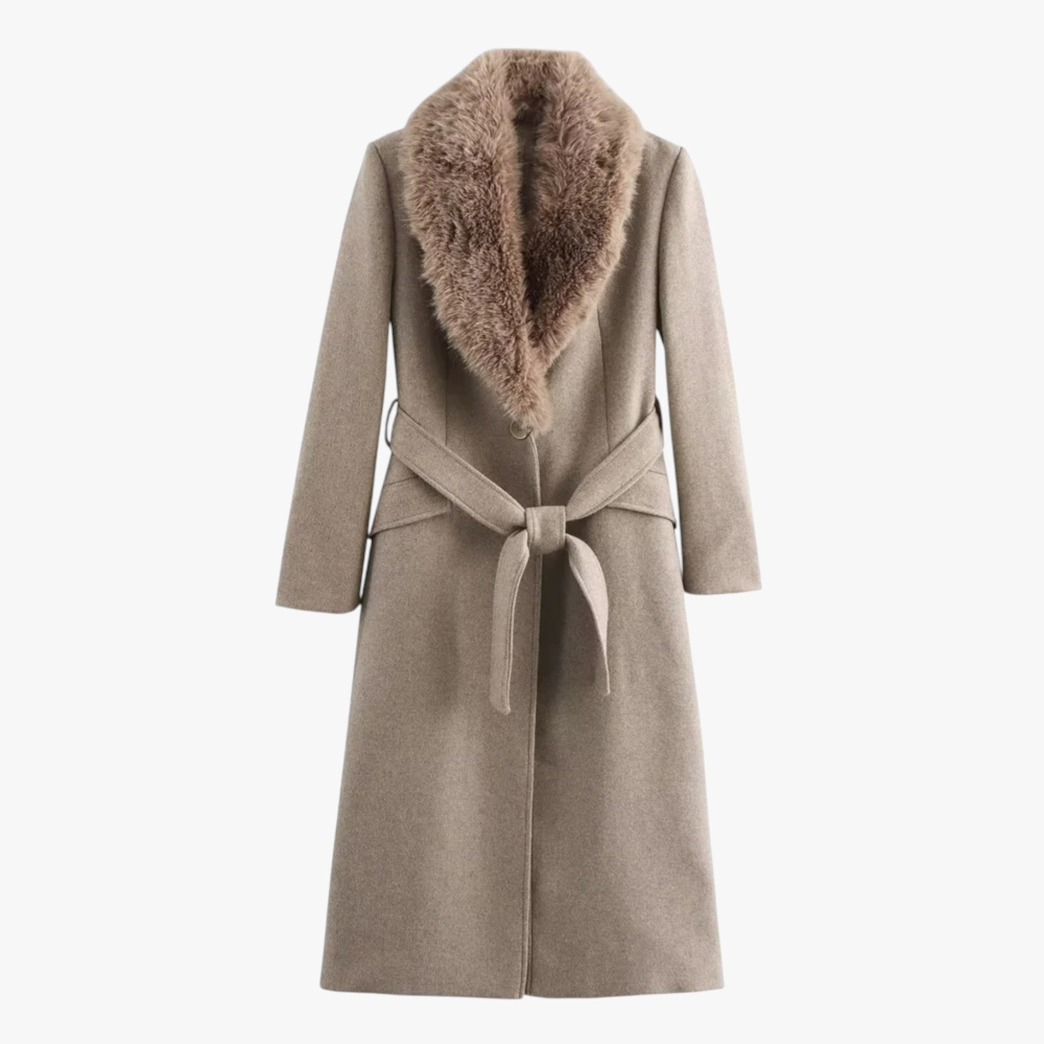 Luna | Dame Frakke med Pelskrave til Vinter - Khaki - Damefrakker og jakker - {{ product_tags }