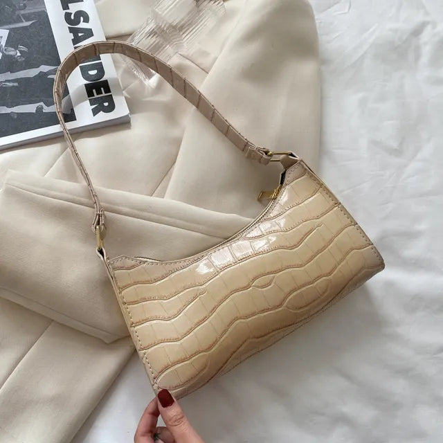INGE - Dame Læder Skuldertaske med Retro Design - Beige - Håndtasker - {{ product_tags }