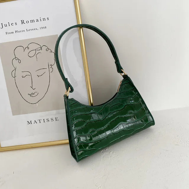INGE - Dame Læder Skuldertaske med Retro Design - Grøn - Håndtasker - {{ product_tags }