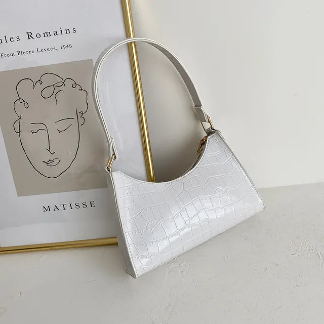 INGE - Dame Læder Skuldertaske med Retro Design - Hvid - Håndtasker - {{ product_tags }