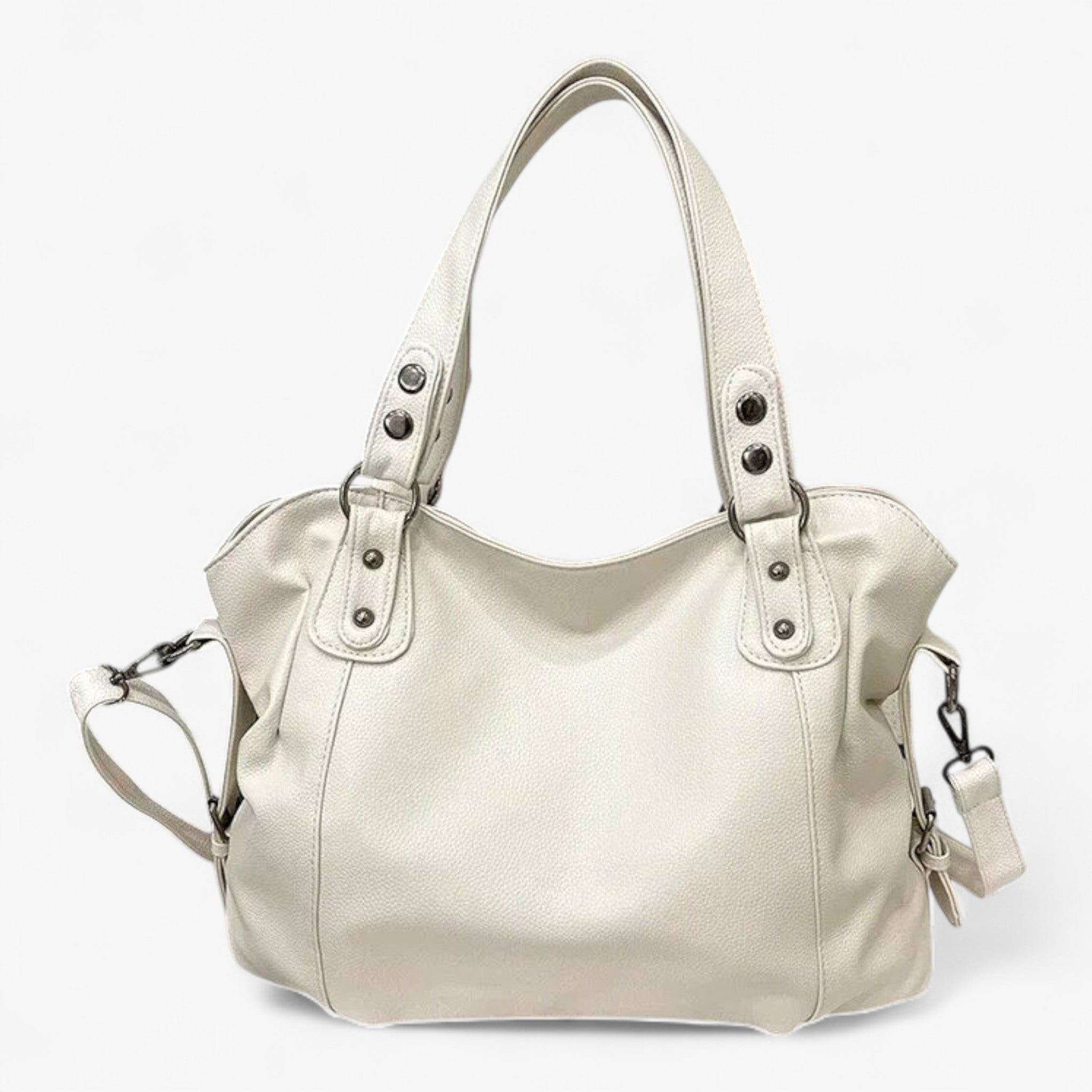 Alexandra - Dame Lædertaske med Minimalistisk Design - Beige - Bags - {{ product_tags }