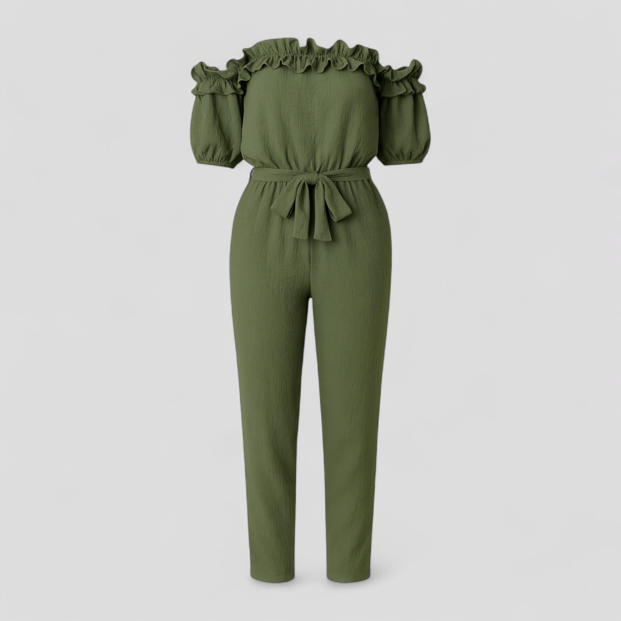 Emma | Kvinders Elegant Kombinezon med Volantærmer - Grøn - Jumpsuits og Rompers - {{ product_tags }