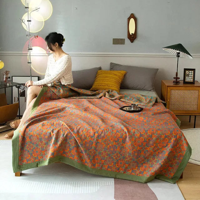 Otis™ | Elegante hygge-tæpper til hyggelige atmosfærer - Orange-grøn - house & garden - {{ product_tags }