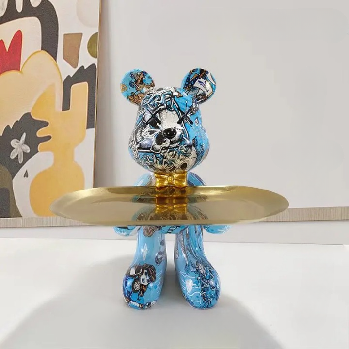 Dekorativ Bjørnefigurine Opbevaringsbakke