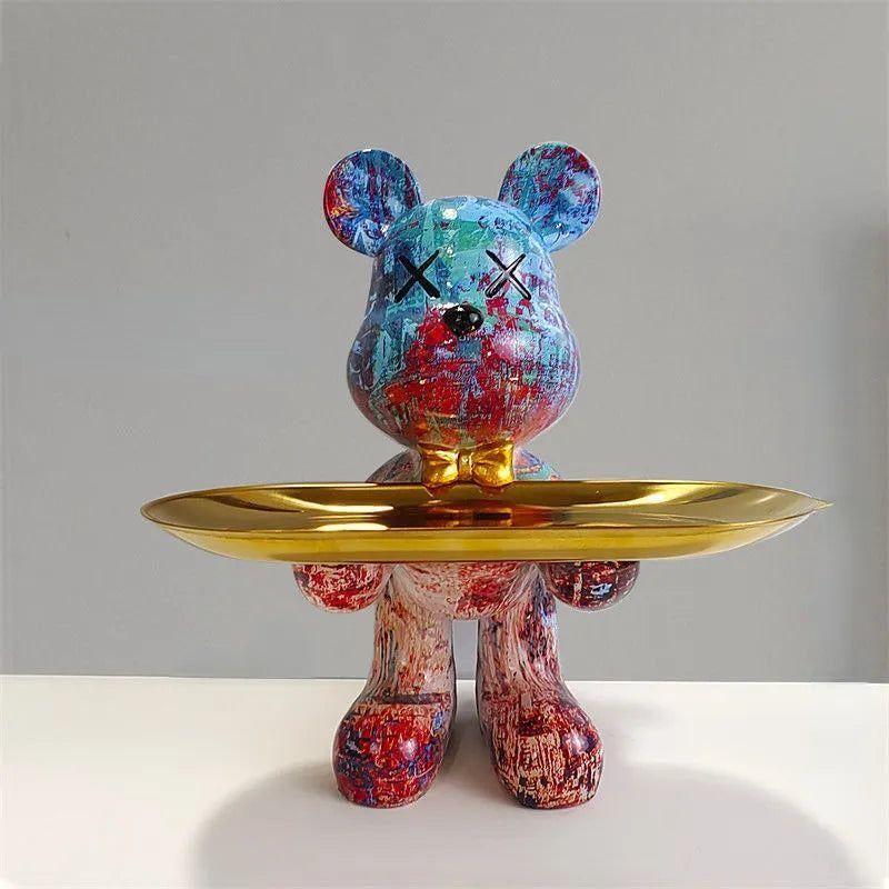 Dekorativ Bjørnefigurine Opbevaringsbakke
