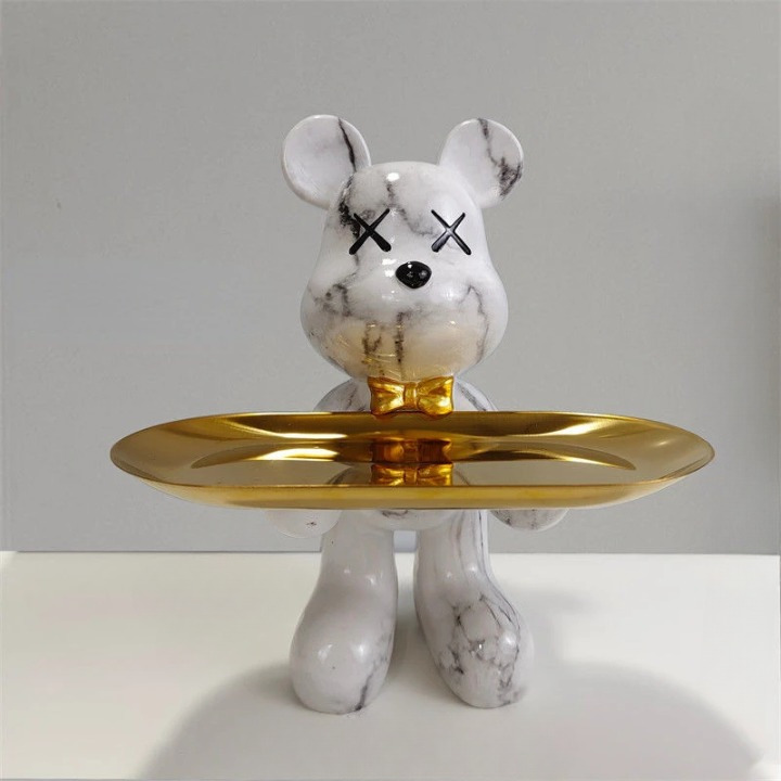 Dekorativ Bjørnefigurine Opbevaringsbakke
