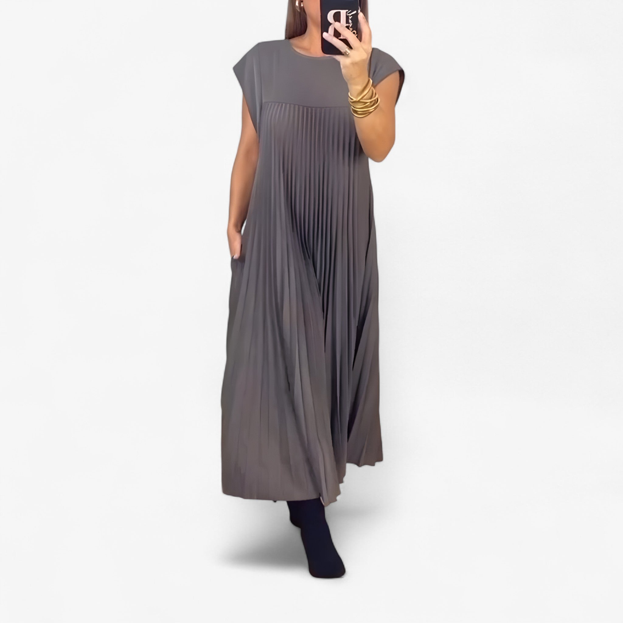 Aduana | Ærmeløst kjole med elegante folder - - women's fashion - {{ product_tags }