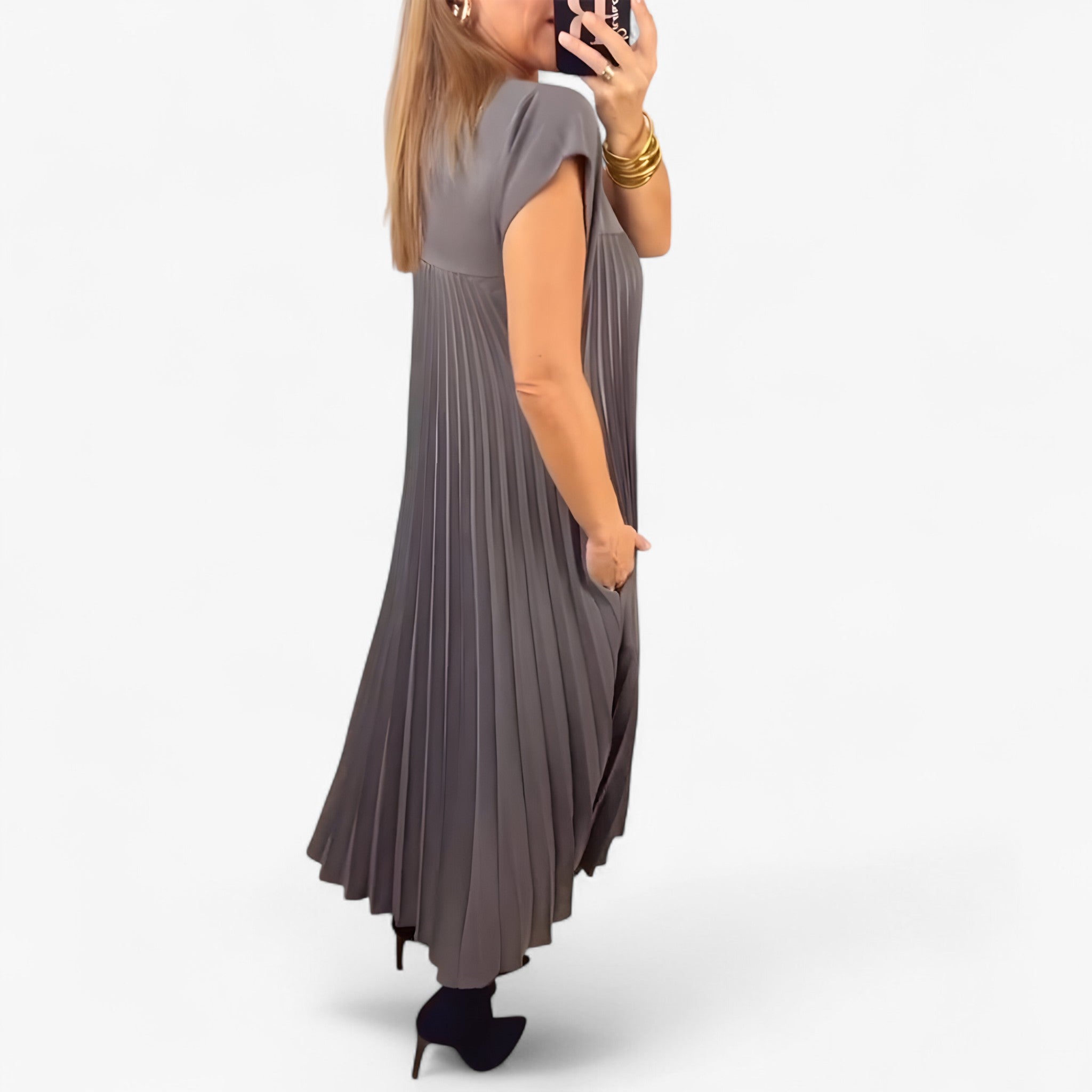 Aduana | Ærmeløst kjole med elegante folder - - women's fashion - {{ product_tags }
