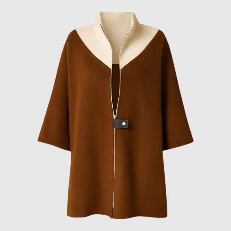 Elena | Dame Elegant Lang Frakke - Mørkebrun - Frakker & Jakker - {{ product_tags }