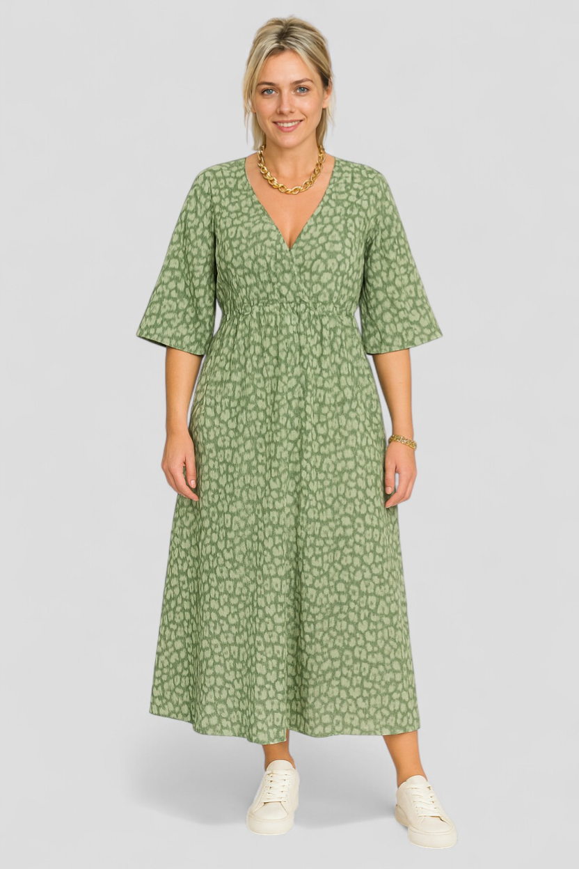 Aleiah | Farverig Sommerkjole med V-Hals til Kvinder - - Kvinders Kjoler - {{ product_tags }