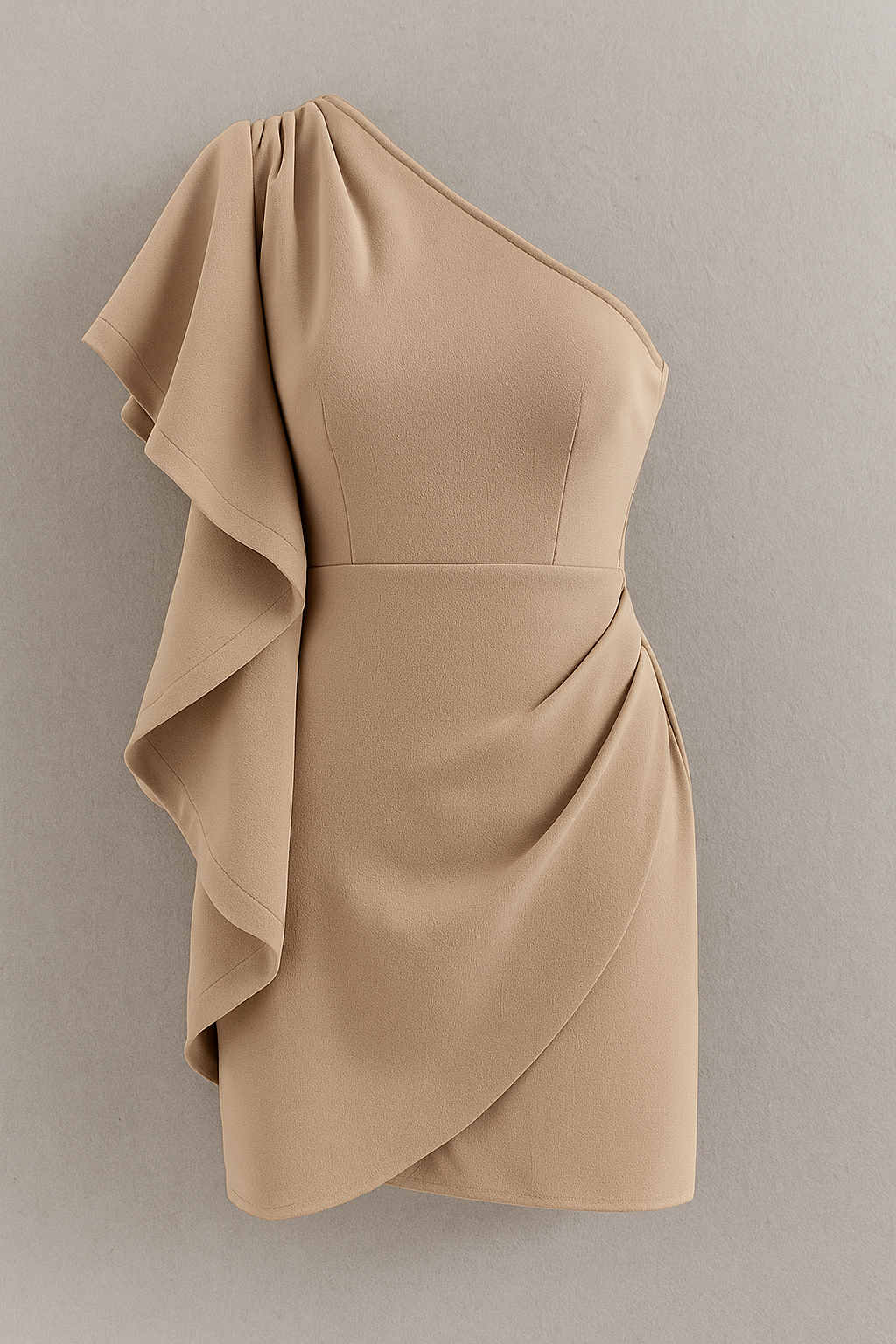 Molly | Damer Asymmetrisk Mini Kjole - Khaki - Kvinders Kjoler - {{ product_tags }