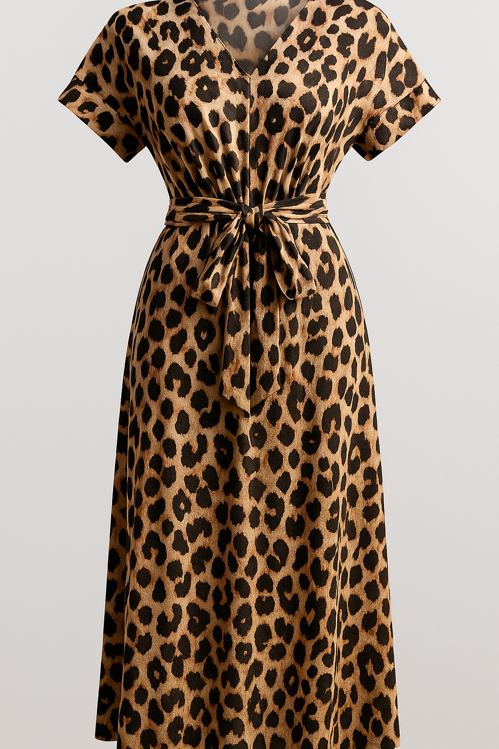 Almanda | Festkjoler Damer Med V-Udskæring Leopardprint - Brun - Kvinders Kjoler - {{ product_tags }