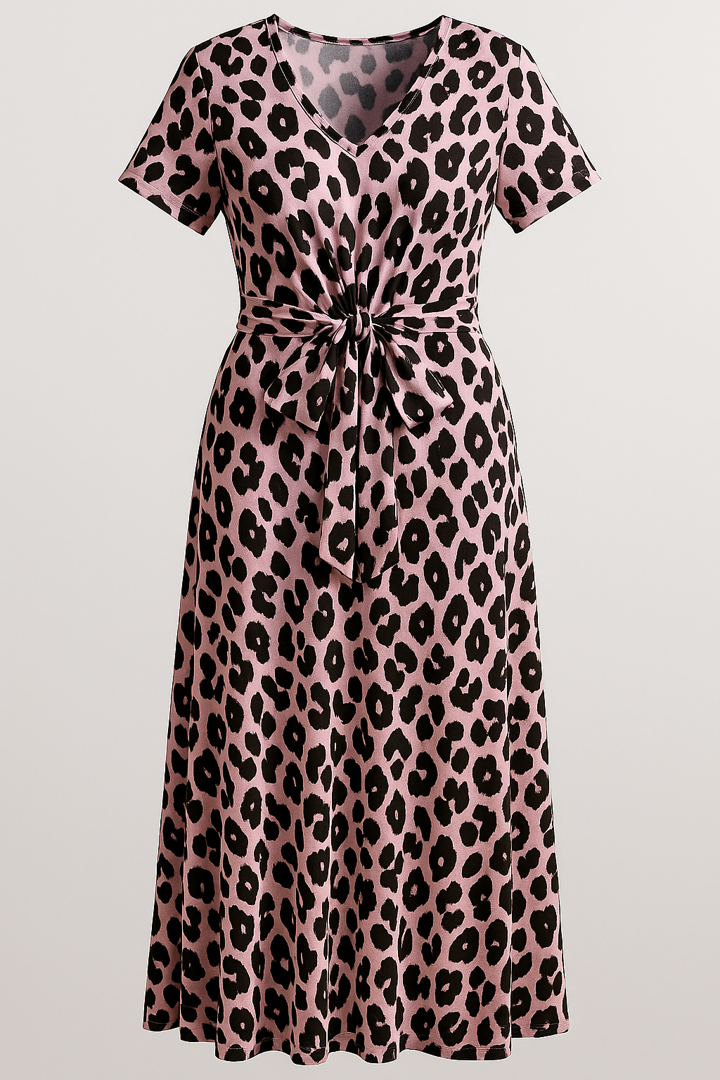 Almanda | Festkjoler Damer Med V-Udskæring Leopardprint - Rosa - Kvinders Kjoler - {{ product_tags }