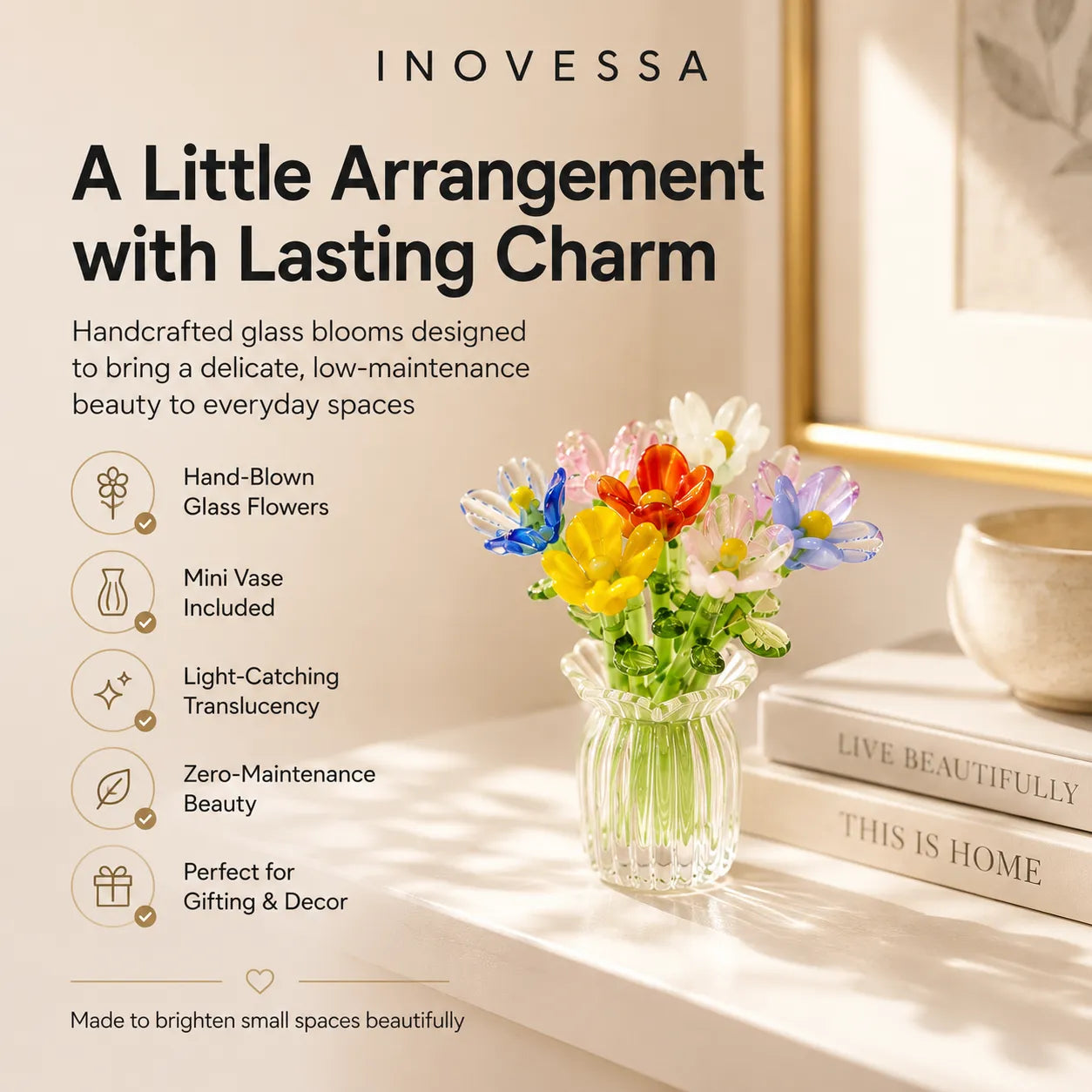 Glasblomstersæt Miniatyr - Håndblæst Glas, Evig Dekoration Inkl. - - 0 - {{ product_tags }