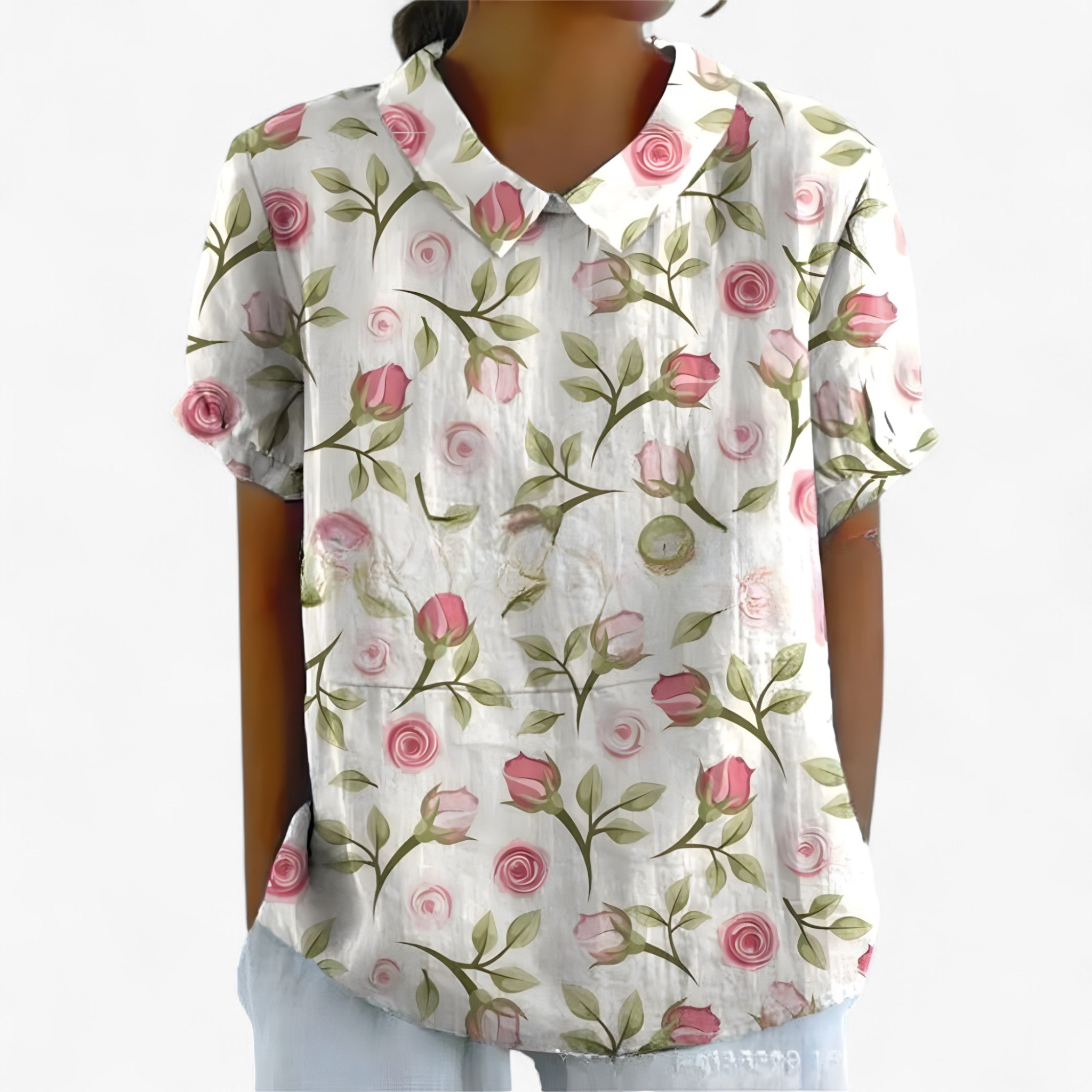 Sarah | Trykt Skjorte - Hvid blomsterprint - women's fashion - {{ product_tags }