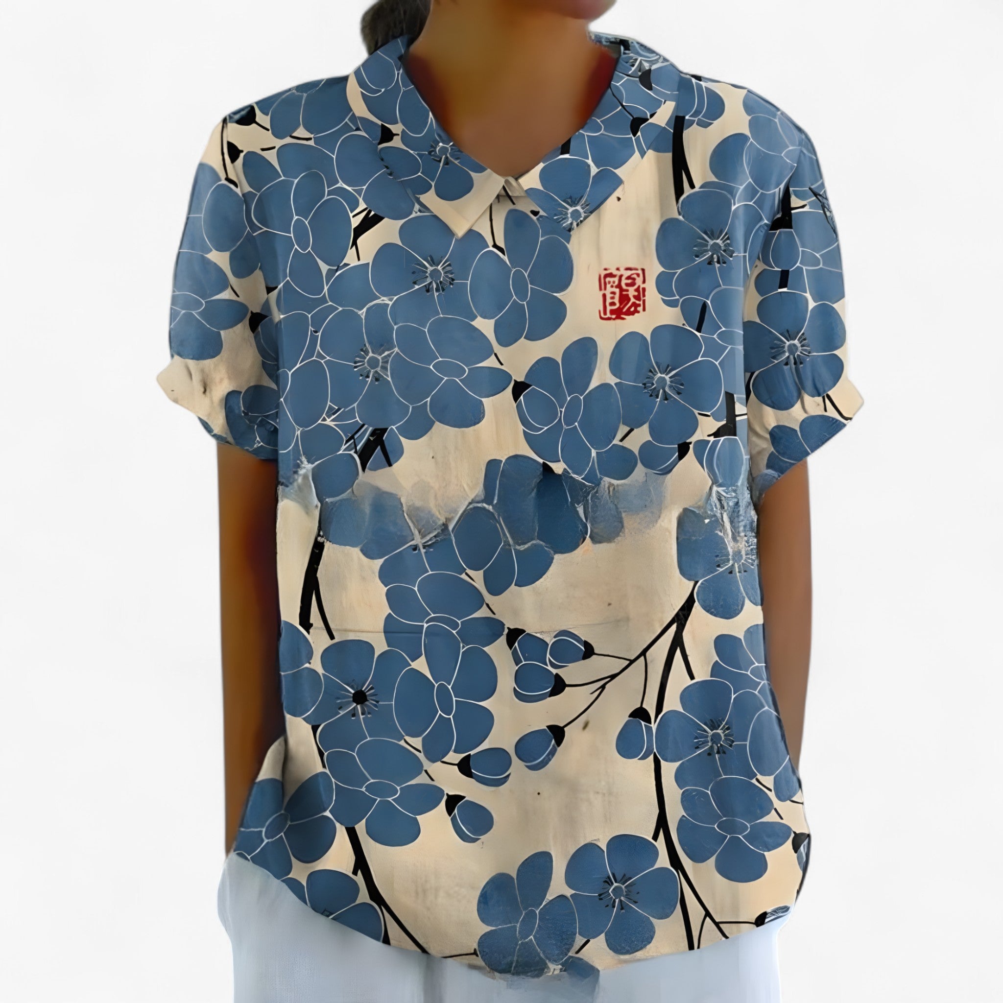 Sarah | Trykt Skjorte - Grå - women's fashion - {{ product_tags }