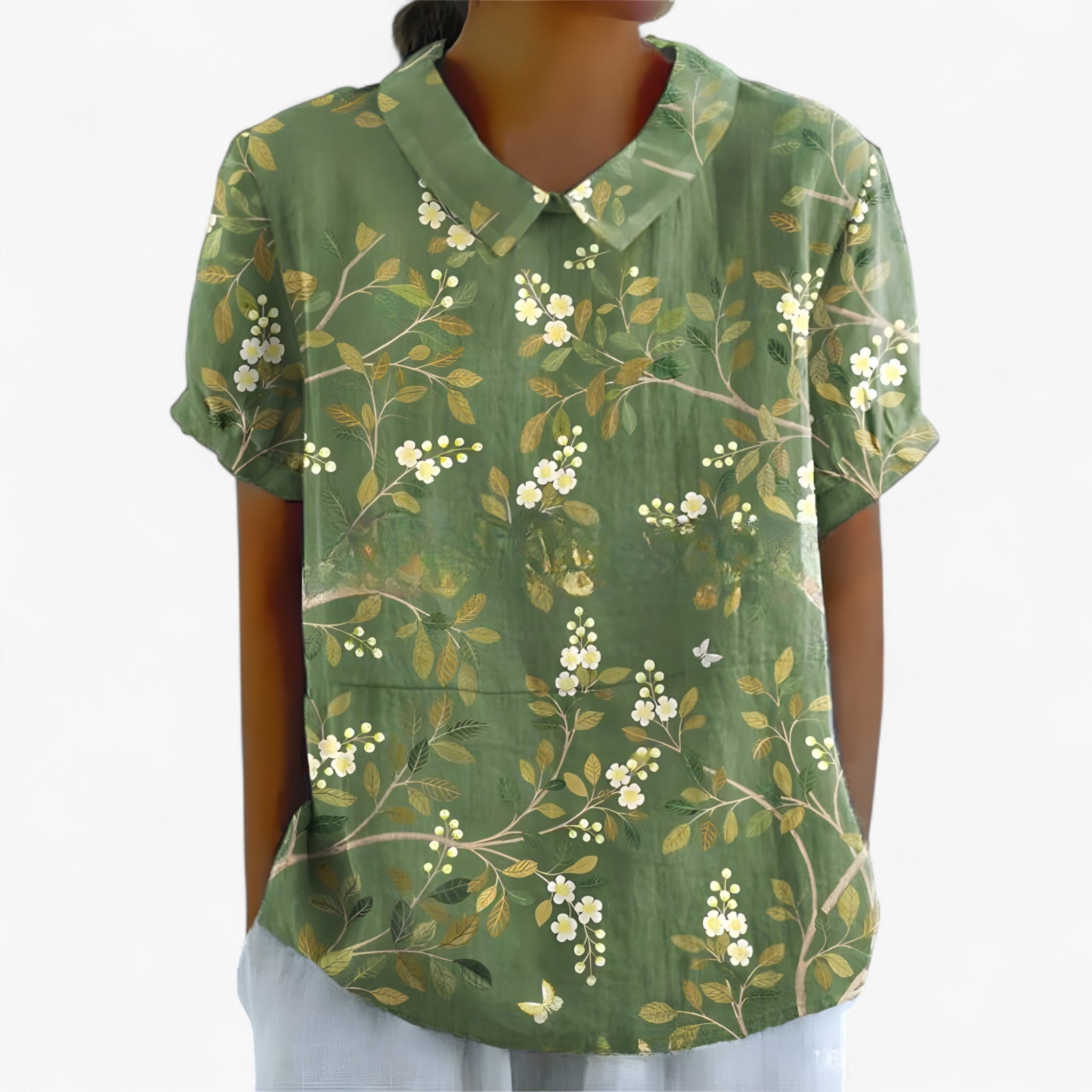 Sarah | Trykt Skjorte - Lys rosa med blomsterprint - women's fashion - {{ product_tags }