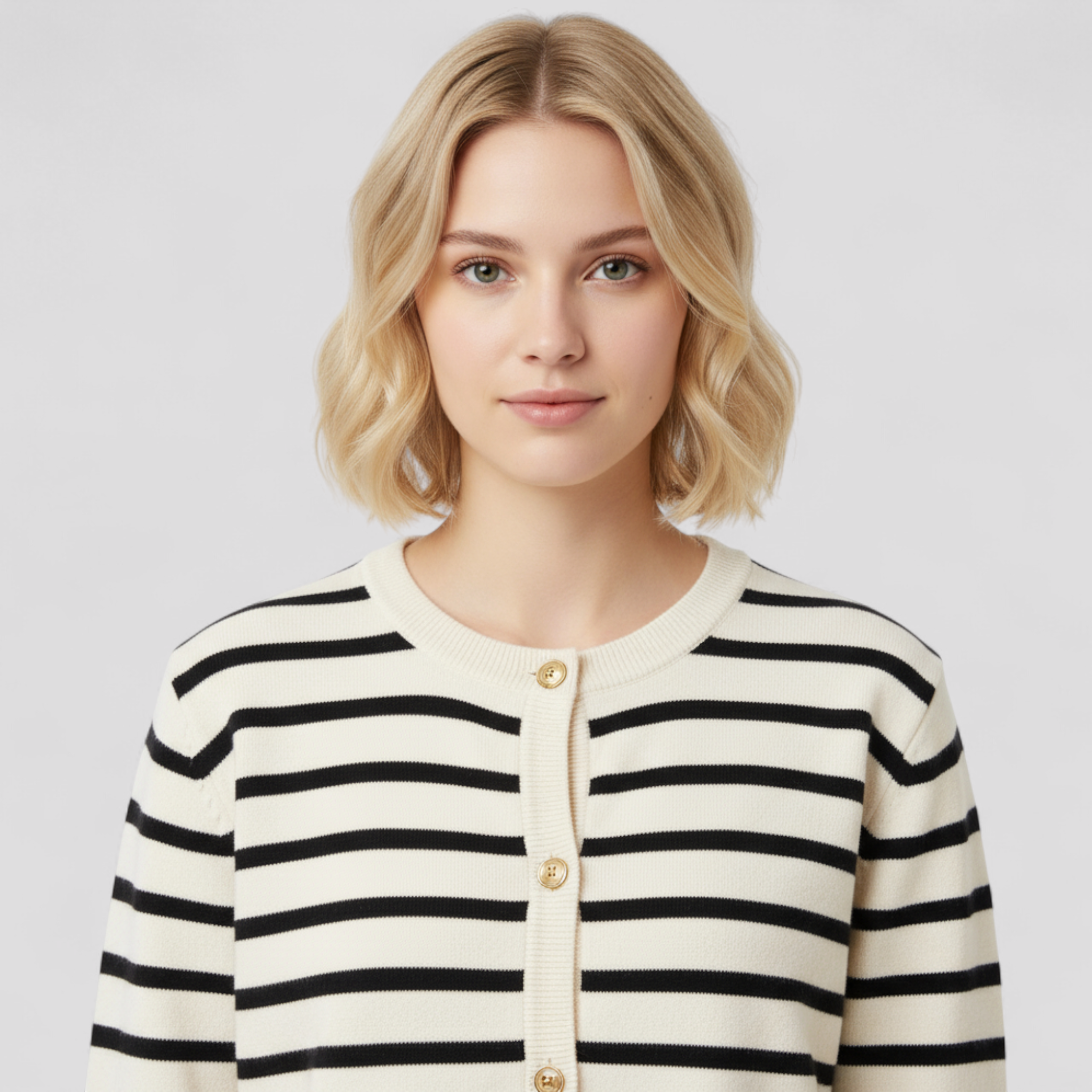 Nyk | Klassisk stripet komfort-cardigan tidløs med elegante detaljer - - women's fashion - {{ product_tags }