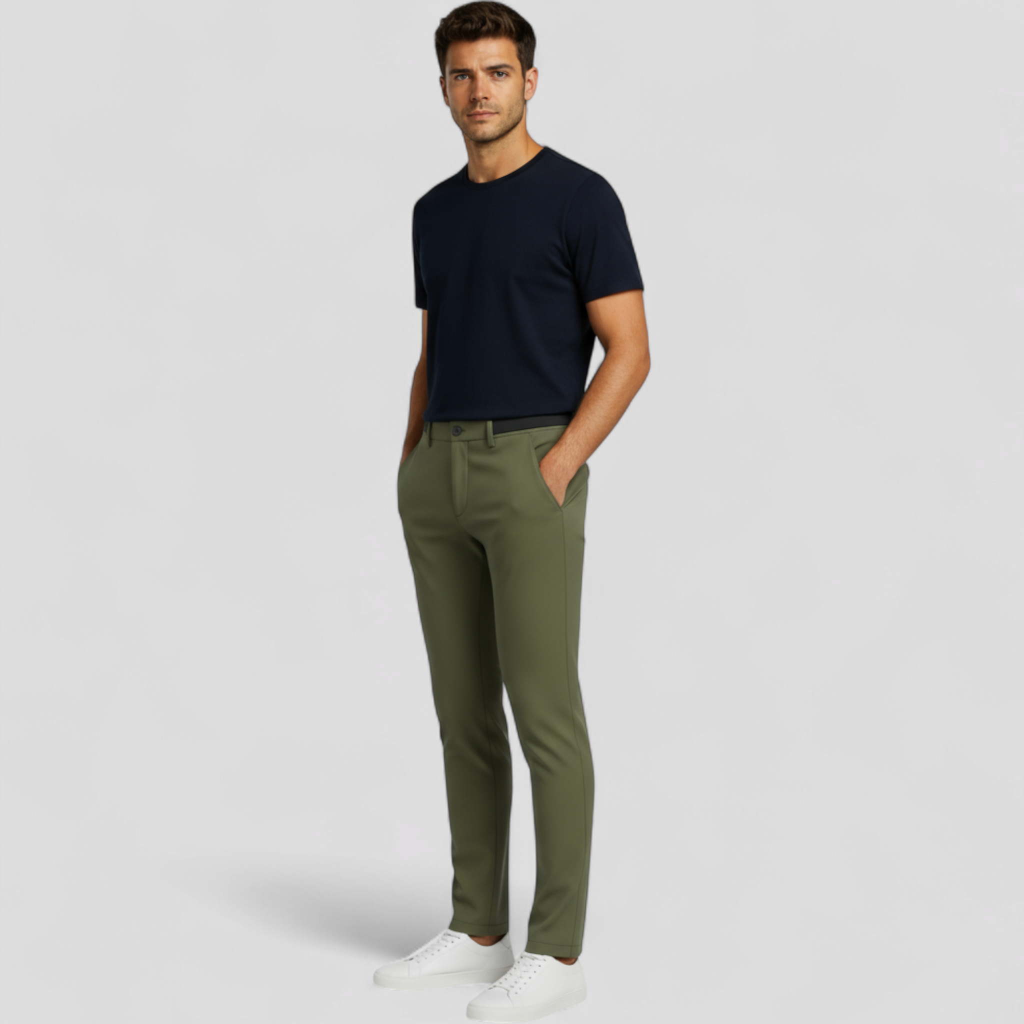 Piero | Herre Slim Fit Bukser med Elastisk Talje - - Bukser - {{ product_tags }