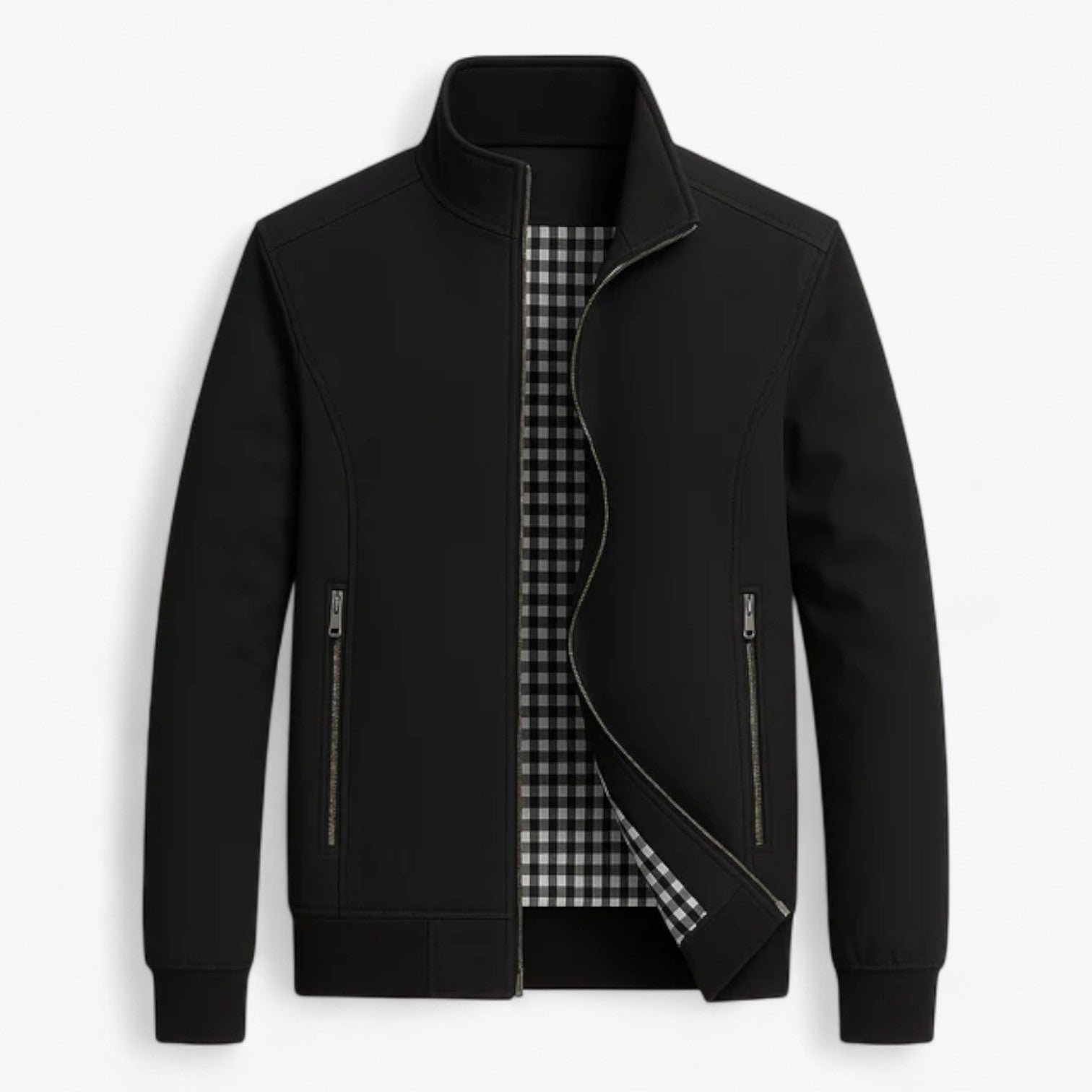 Gabriel | Mænds Urban Lynlåsjakke i Letvægtstof - Sort - Herrejakker - {{ product_tags }