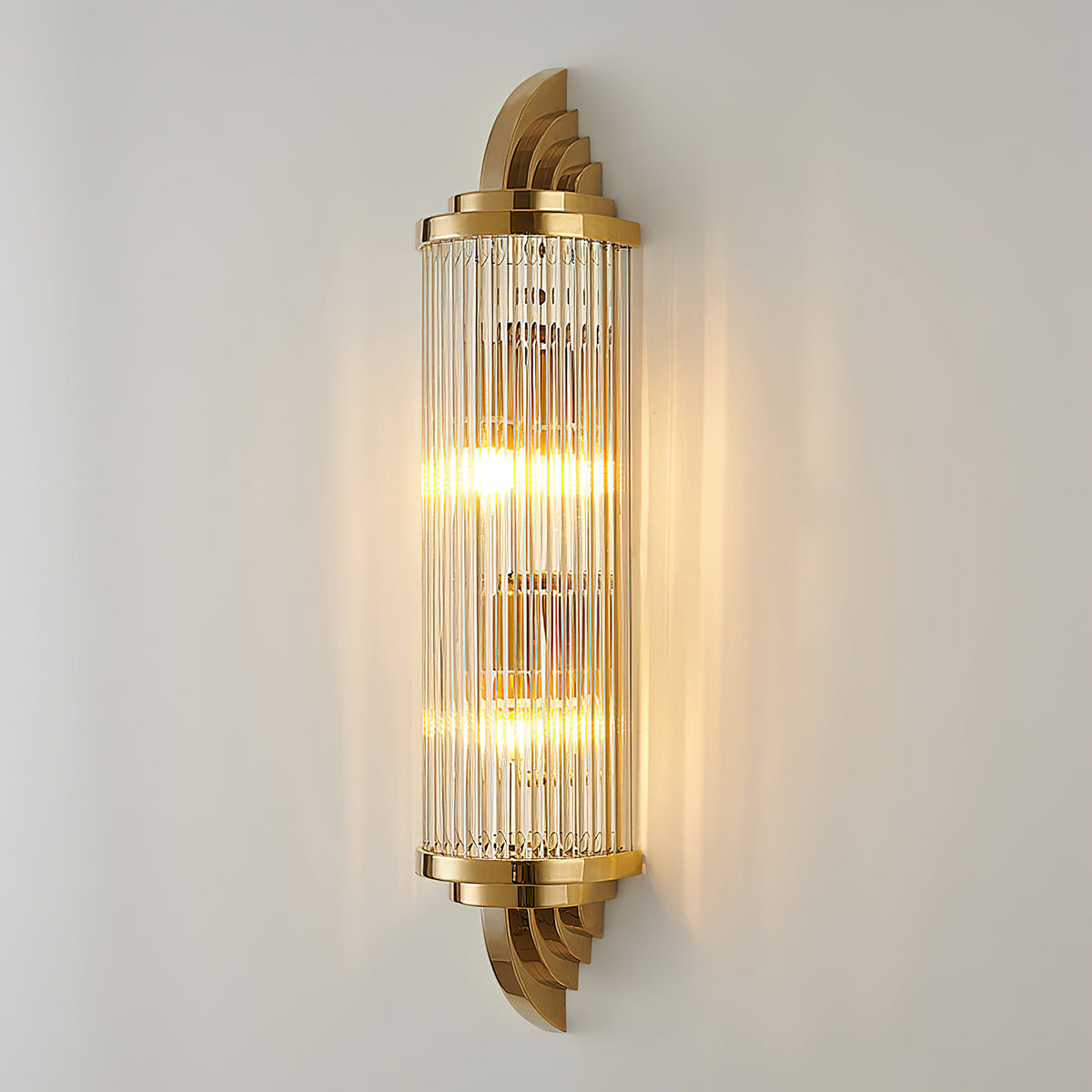 Gatsby Væglampe - Art Deco Elegance i Guld - D 15 cm x H 65 cm Guld & Klar - Wandlampe - {{ product_tags }