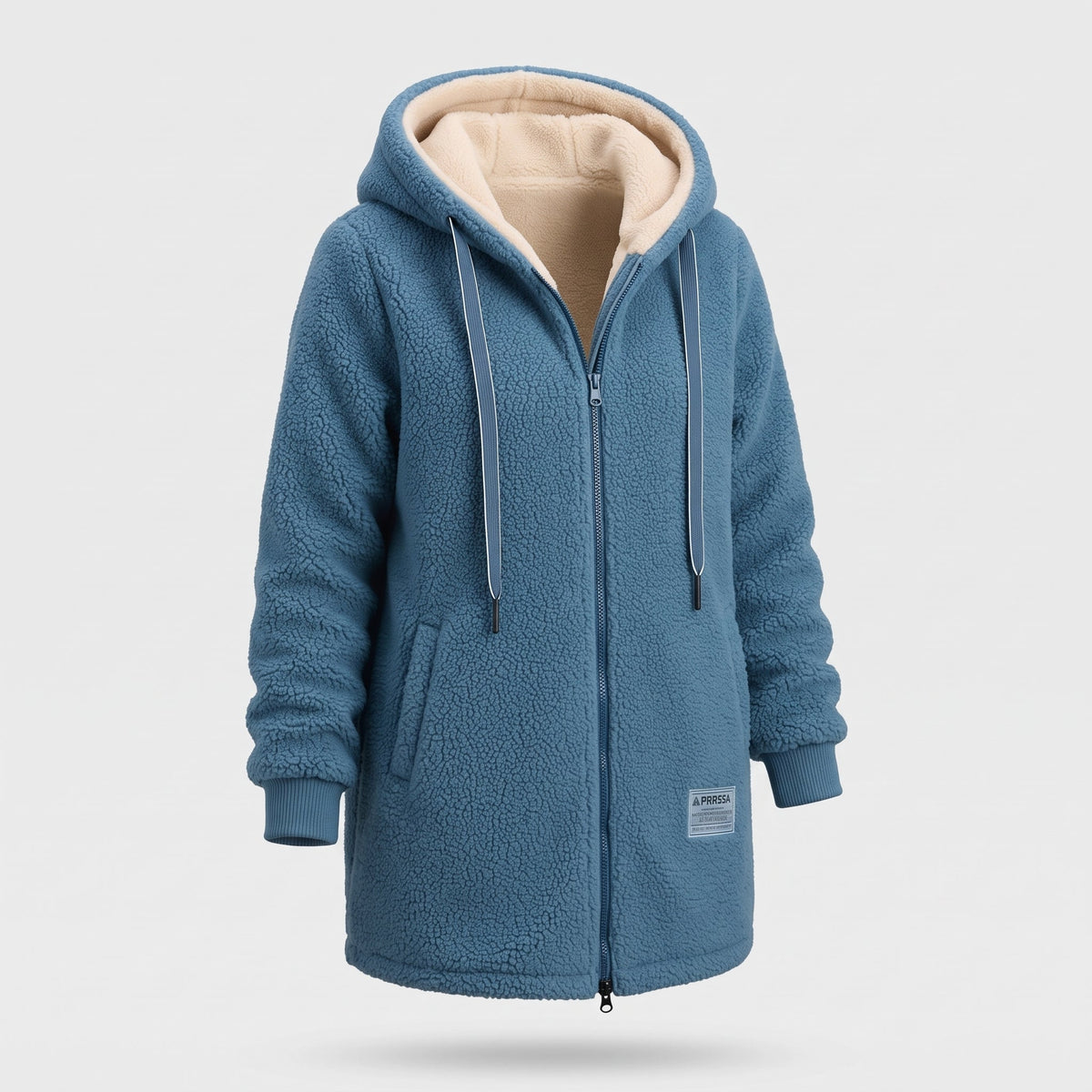Dameteddyjakke med haette og lynlaas - - Jacket - {{ product_tags }