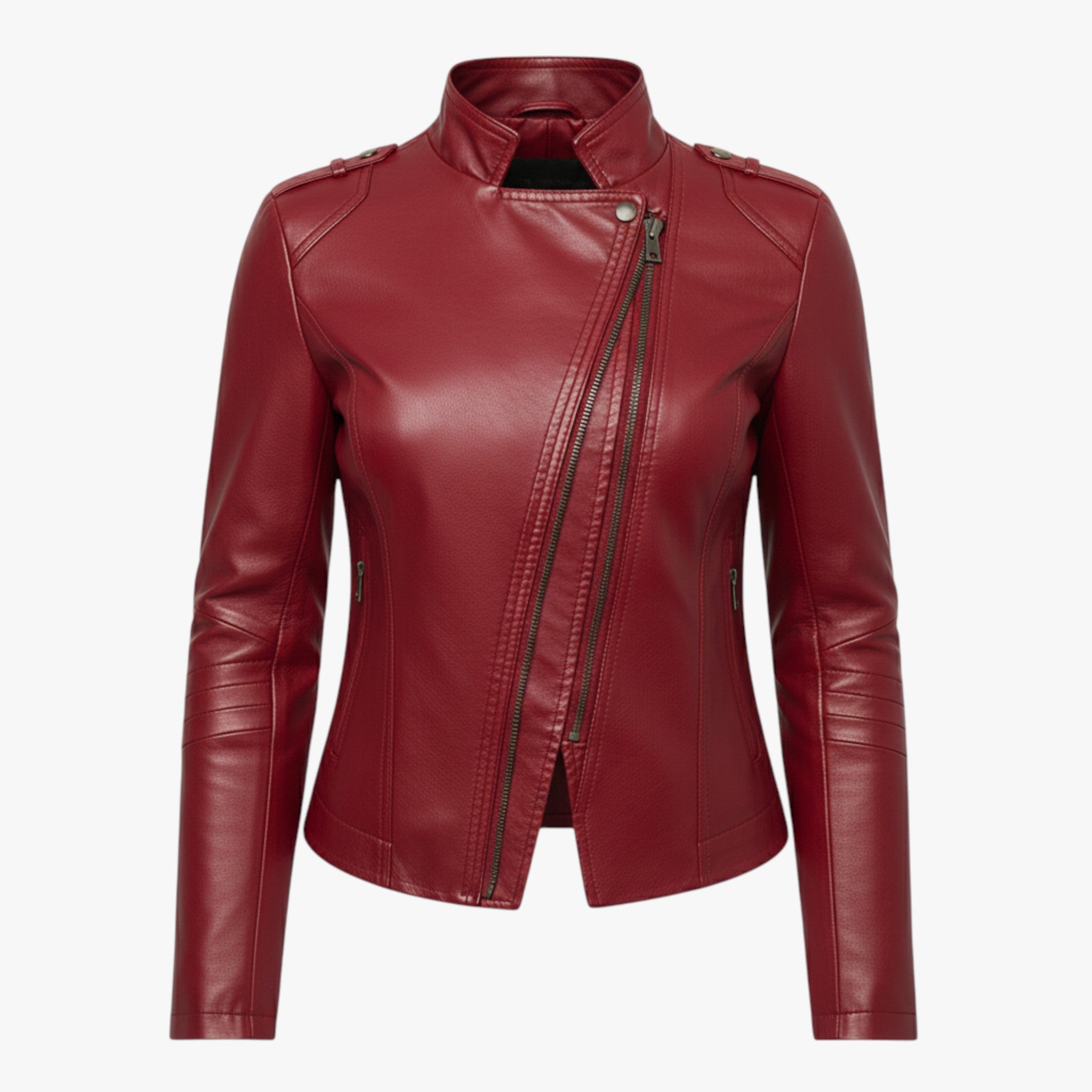 Emma | Kort skinnjakke - Rød - women's fashion - {{ product_tags }