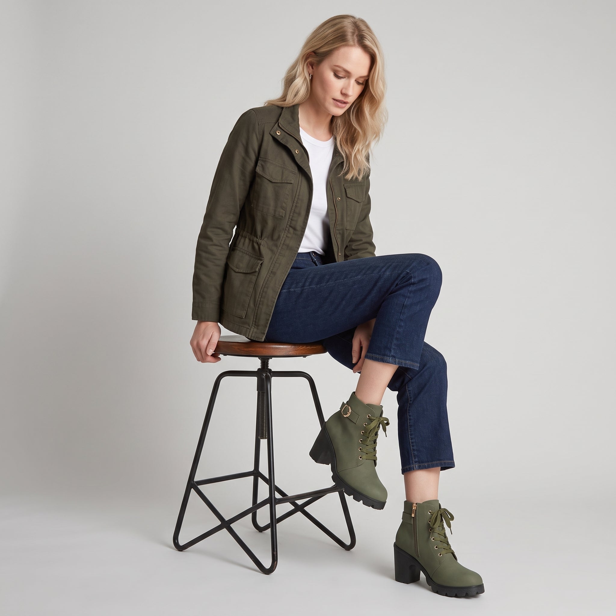 Dame Ankelstøvler med Blokhæl, Snørebånd og Lynlås-Komfort - - AS - Womens - Boots - {{ product_tags }