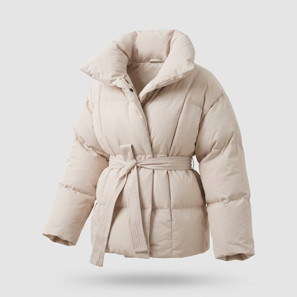 Dame Baeltet Dunjakke med Staakrave - - Coat - {{ product_tags }