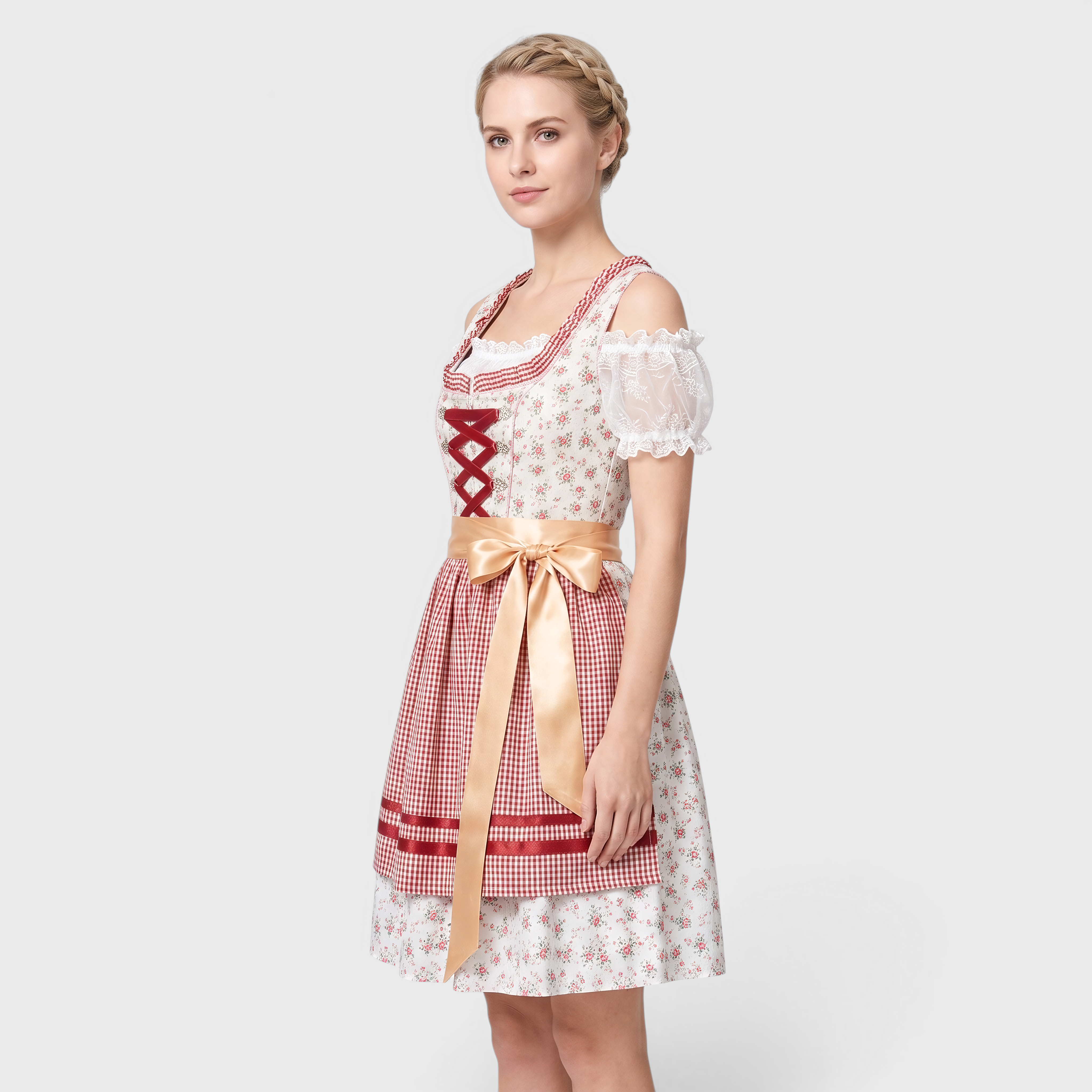 Dame Trachtenkjole Rosa med Korset, Forklæde og Blondedetaljer - - Gifts – Seasonal – Oktoberfest - {{ product_tags }