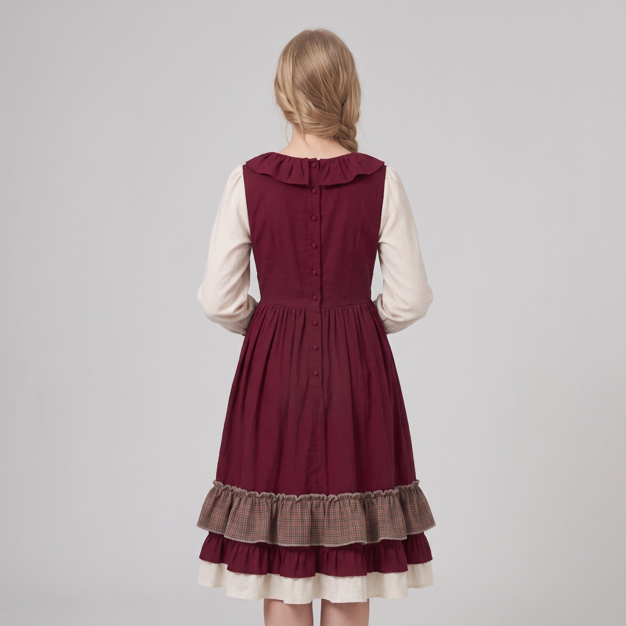 Dame dirndl kjole - Rød broderet, klassisk A-linje - - Gifts – Seasonal – Oktoberfest - {{ product_tags }
