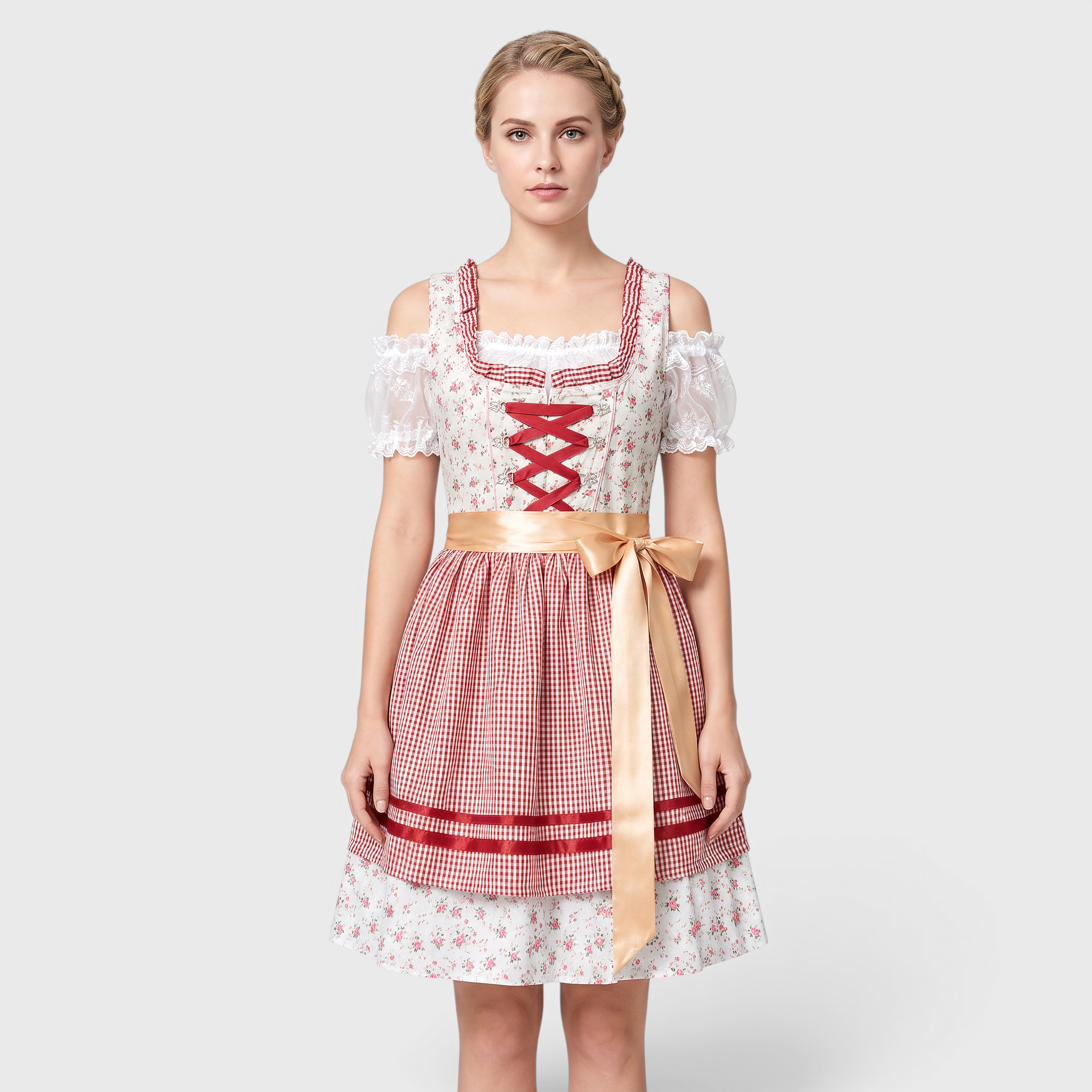Dame Trachtenkjole Rosa med Korset, Forklæde og Blondedetaljer - - Gifts – Seasonal – Oktoberfest - {{ product_tags }