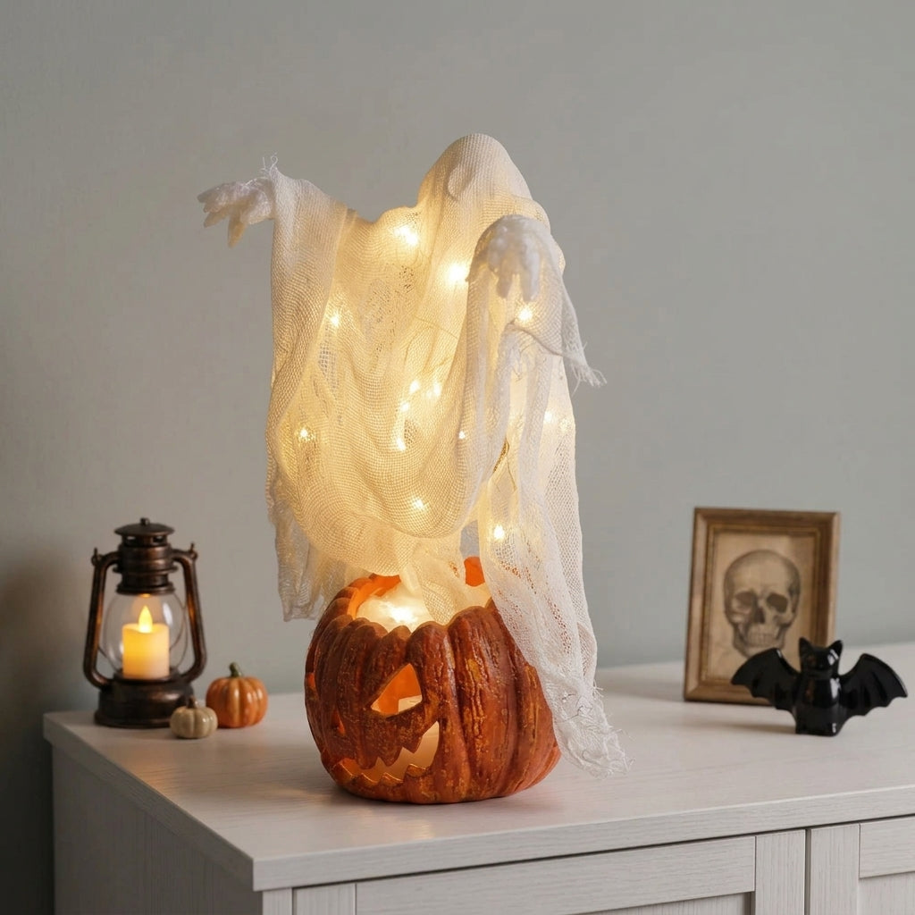 Kæmpe Lysende Spøgelse-græskar LED Lampe - 130cm - - Home & Garden > Decor > Seasonal & Holiday Decorations - {{ product_tags }