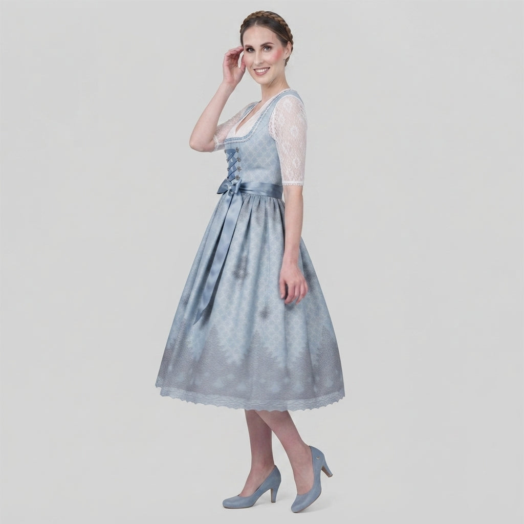 Dirndlkjole til Kvinder: Blå Traditionel Oktoberfest-stil - - Gifts – Seasonal – Oktoberfest - {{ product_tags }