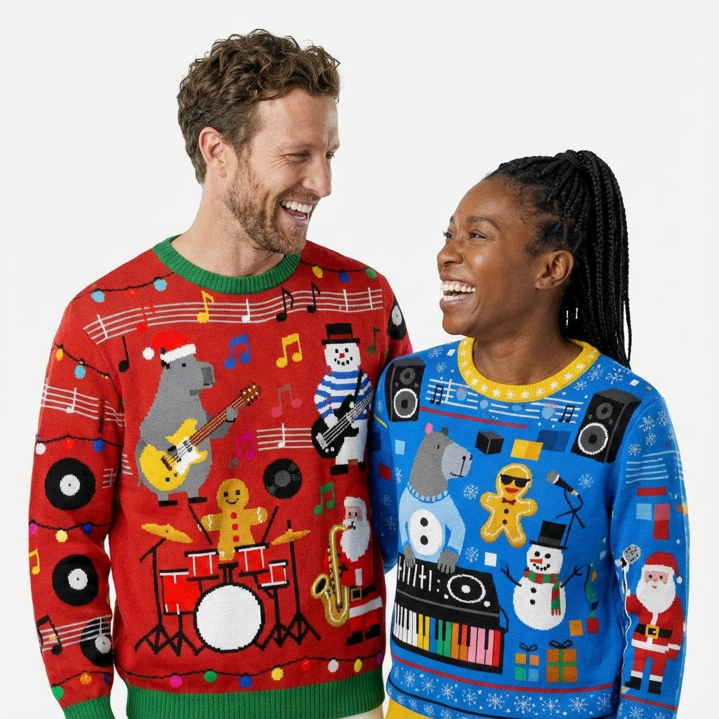 Luksus Juletrøje til Herre med Charmende Dyremønster til Feriesæsonen - - - {{ product_tags }