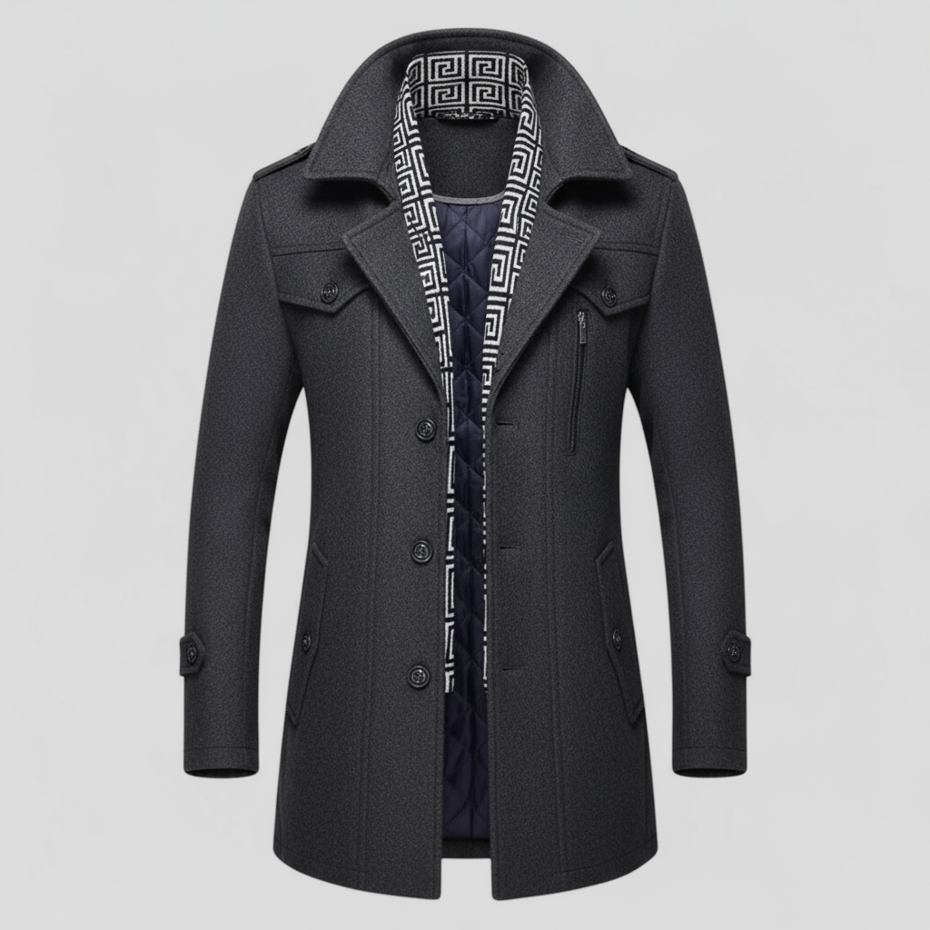 King | Mittellanger Wollmantel - Grå - women's fashion - {{ product_tags }