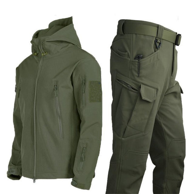 Herre Outdoor Sæt - Vatteret Vinterjakke med Hætte og Cargobukser - Sæt (Jakke + Bukser) Grøn - Kleding en accessoires > Kleding > Kledingsets - {{ product_tags }