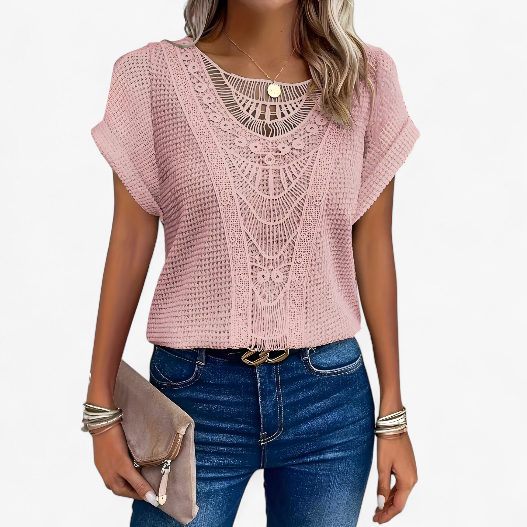 Elise | Chic Blonde Top – Elegance og Stil til Hverdag og Fest - Rosa - women's fashion - {{ product_tags }