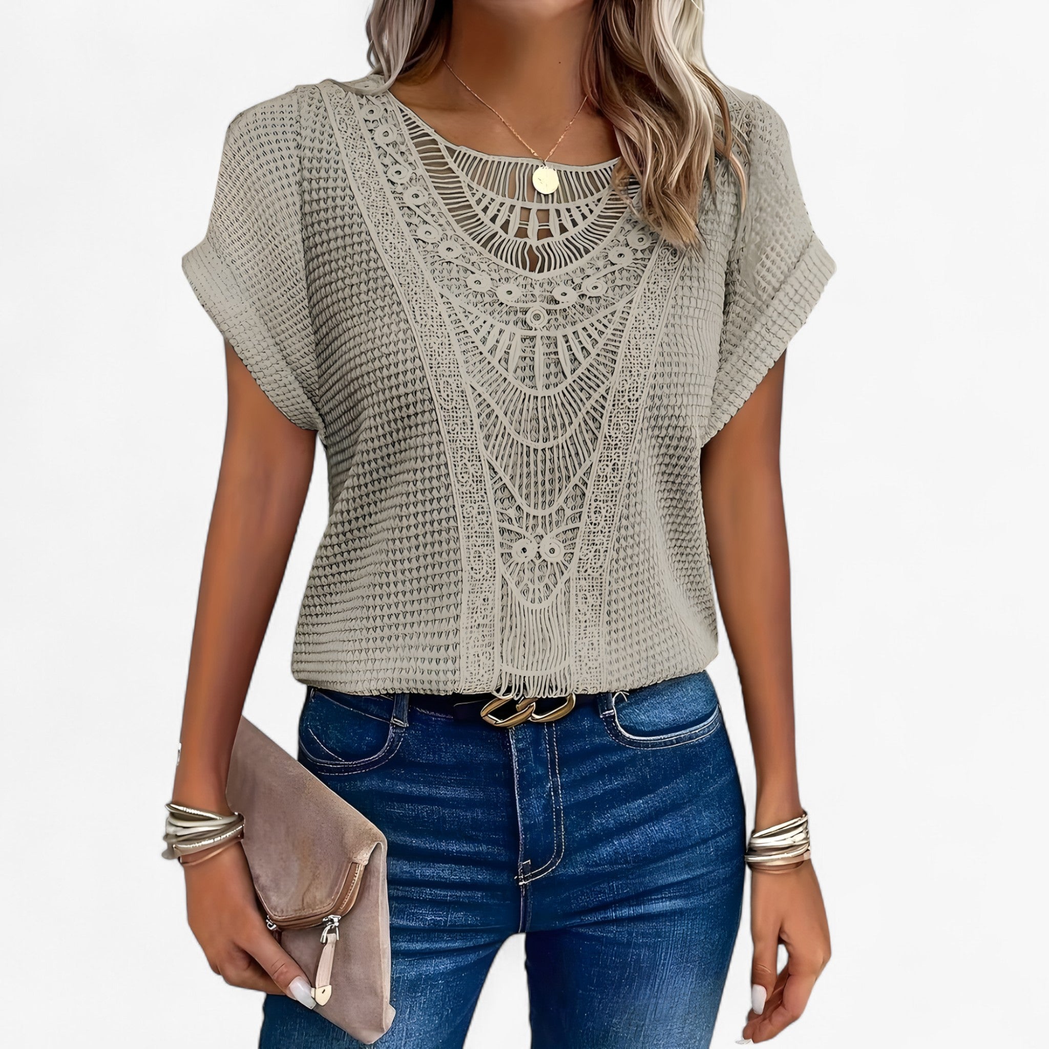 Elise | Chic Blonde Top – Elegance og Stil til Hverdag og Fest - Beige - women's fashion - {{ product_tags }