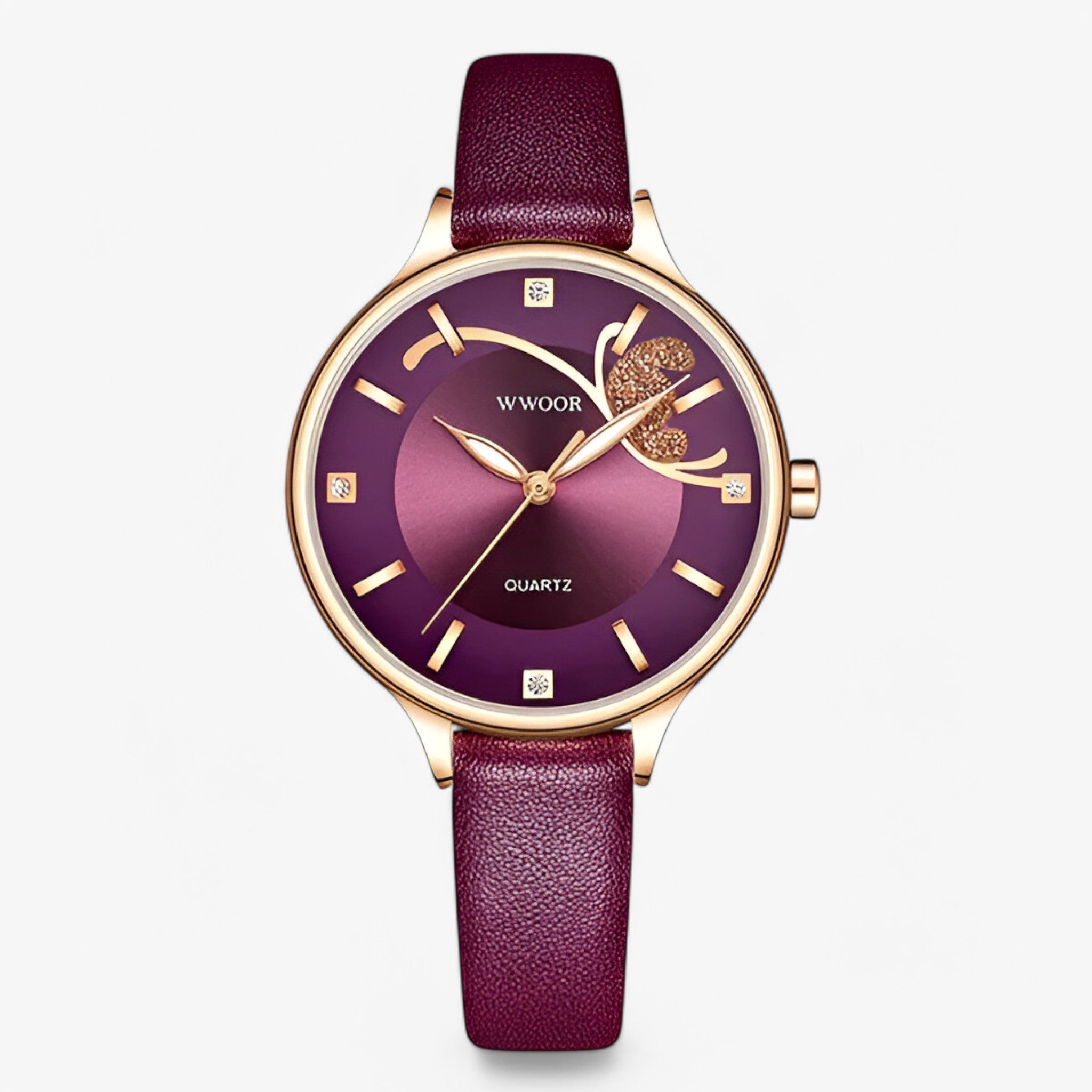 Vivian | Luksus hvidt læder quartz ur - lilla - watches - {{ product_tags }
