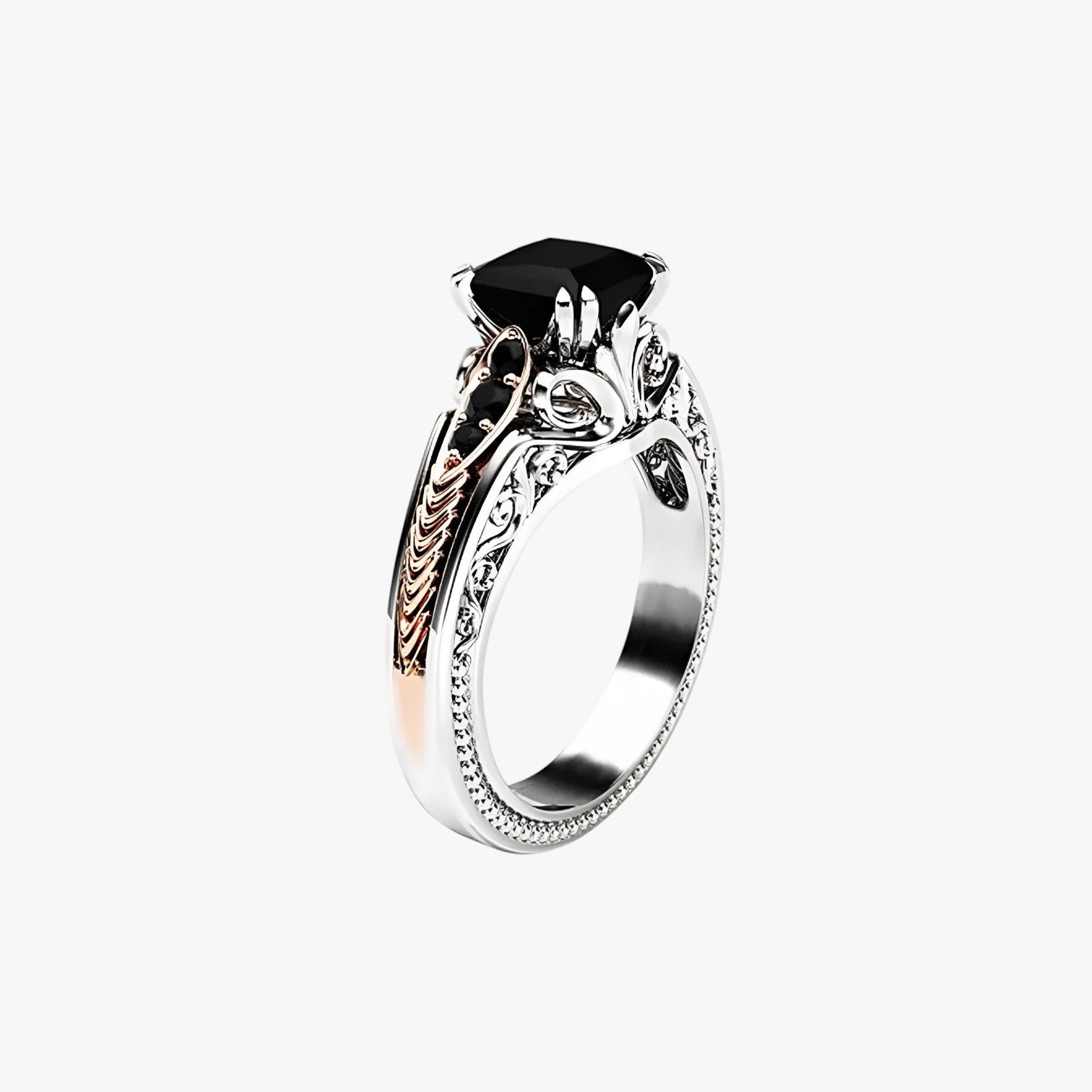 Sarah | Strålende elegance – 925 sølv ring med 1 karat naturlig diamant - sort - women's fashion - {{ product_tags }