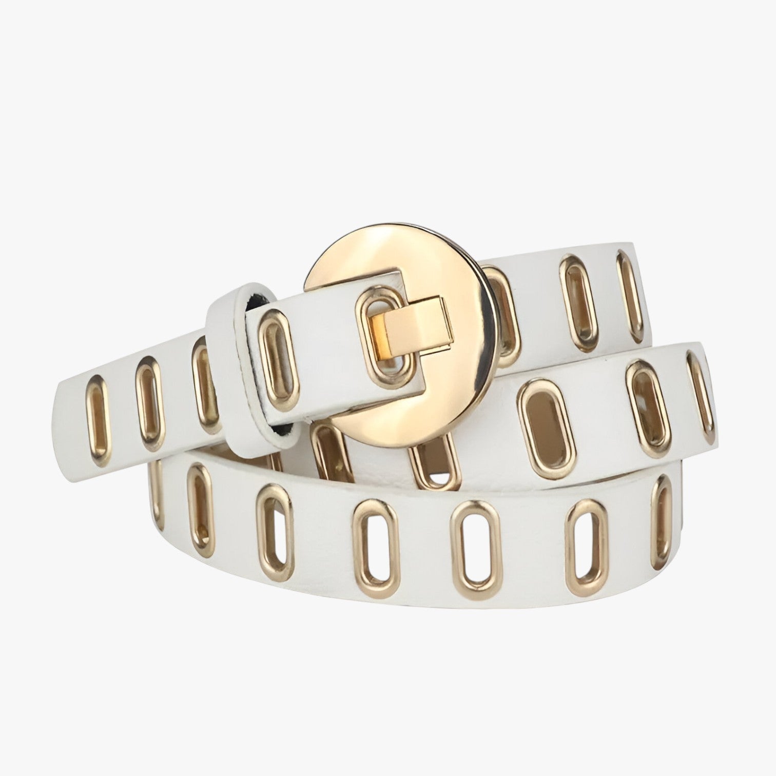 Ellie | Justerbar Grunge Kvindebælte i Punkstil med Spænde i Legering - hvid - women's fashion - {{ product_tags }