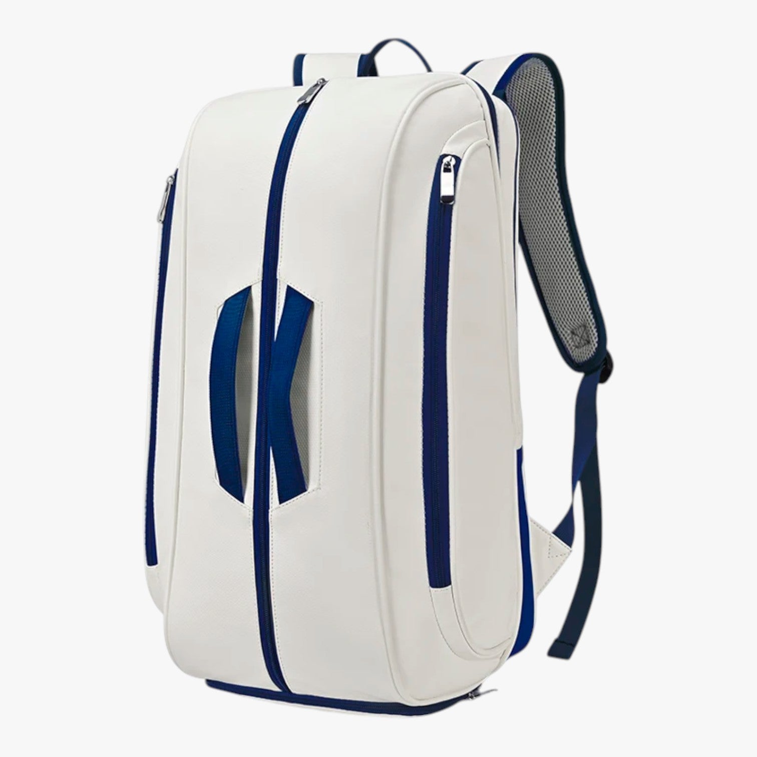 Adriel | Vandtæt tennisrygsæk med skoforsegling og PU-stil - Hvid med blå - Adriel | Vandtæt tennisrygsæk med skoforsegling og PU-stil - €25 - {{ product_tags }