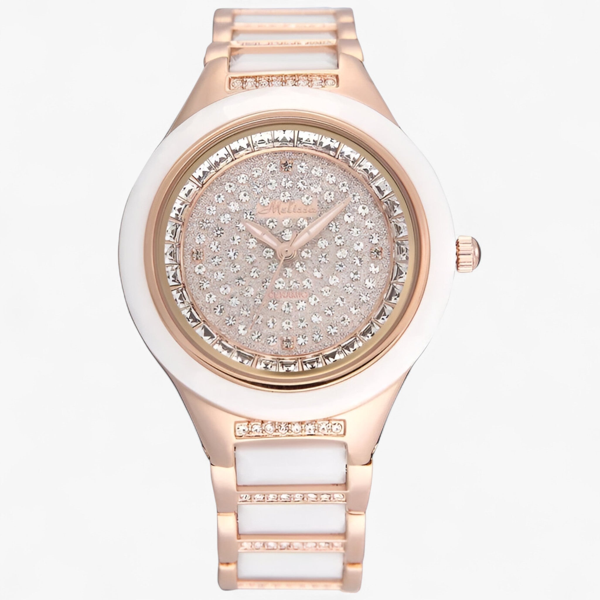 Katarina | Keramisk ur med østrigsk krystal - Lyserød hvid - watches - {{ product_tags }