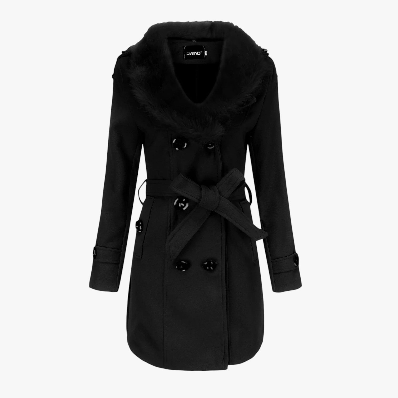 Jenna | Lang uldfrakke med pelskrave: elegance og varme til vinteren - Sort - Jenna | Lang uldfrakke med pelskrave: elegance og varme til vinteren - €25 - {{ product_tags }