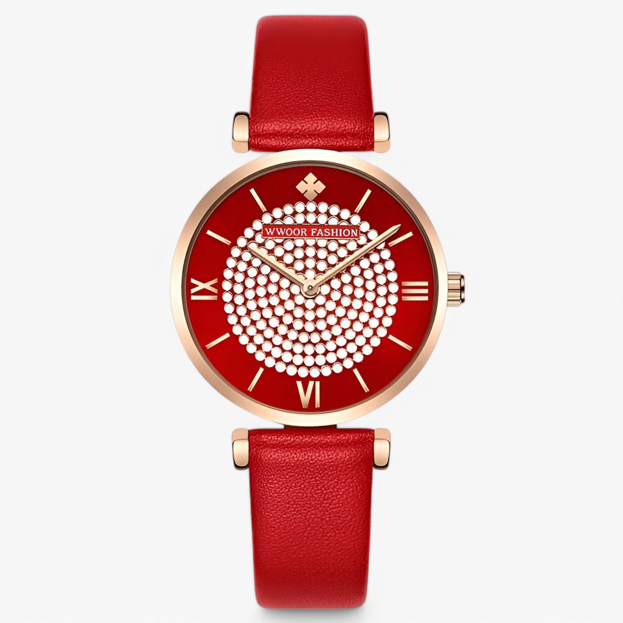 Valeria | Elegant rødt læderur - rød - watches - {{ product_tags }