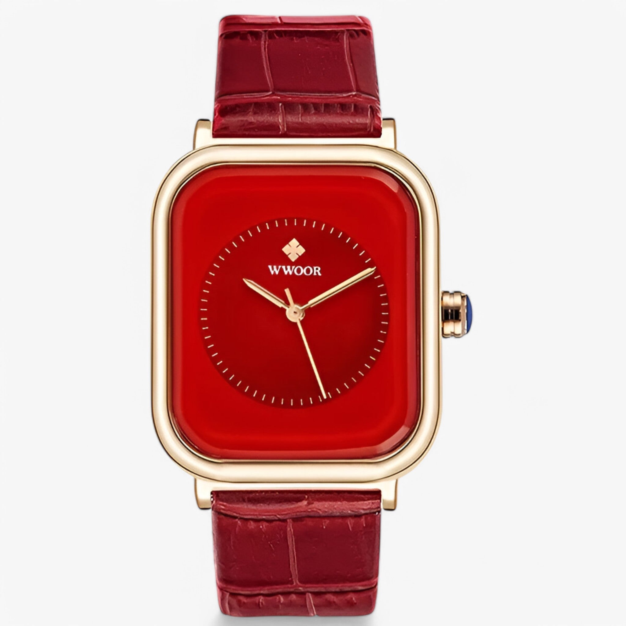 Elena | Luxe horloge met leren armband - rød - watches - {{ product_tags }